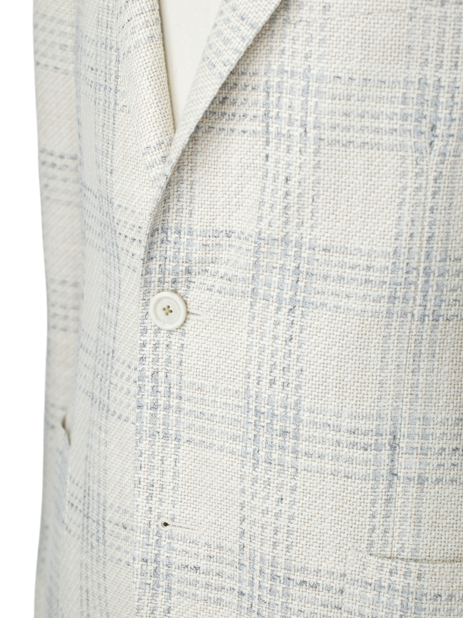 Lardini Greige & Light Grey Silk, Linen & Cotton Checkered Jacket