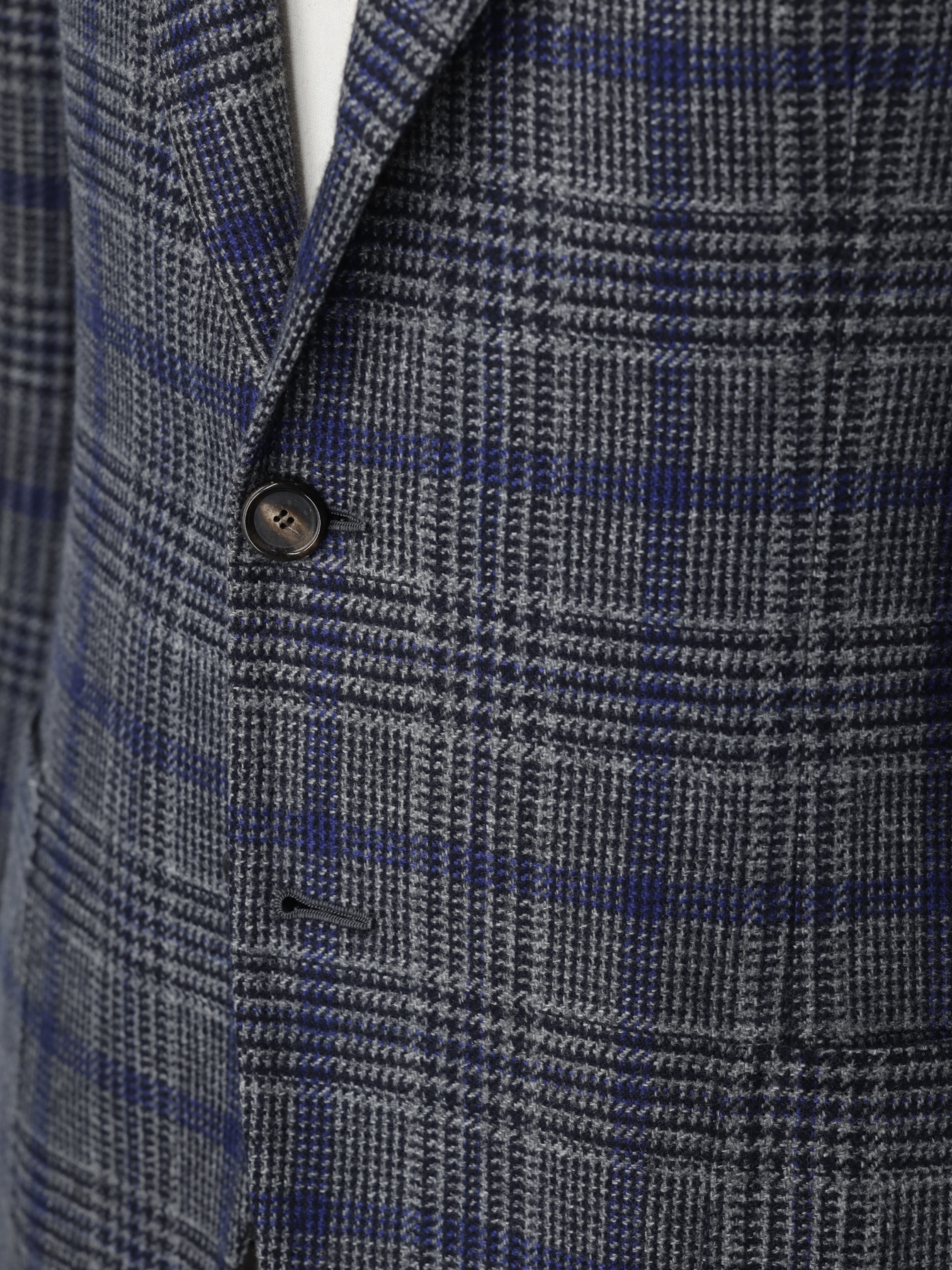 Cesare Attolini Grey & Royal Blue Pure Cashmere Prince of Wales Jacket