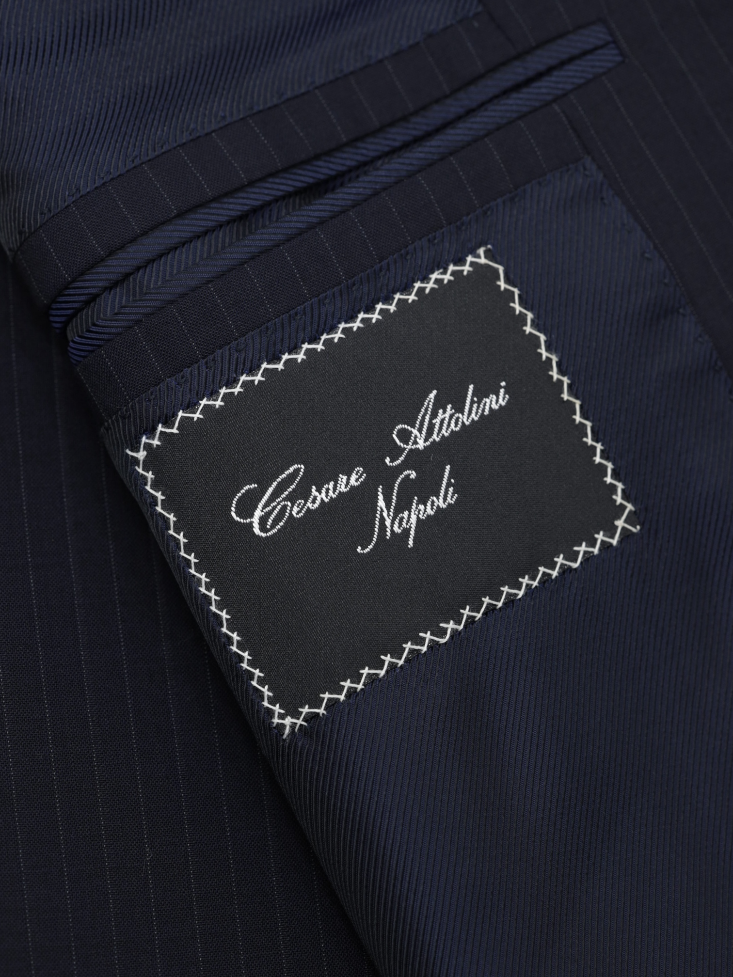 Cesare Attolini Navy Super 130's Pinstripe Business Suit