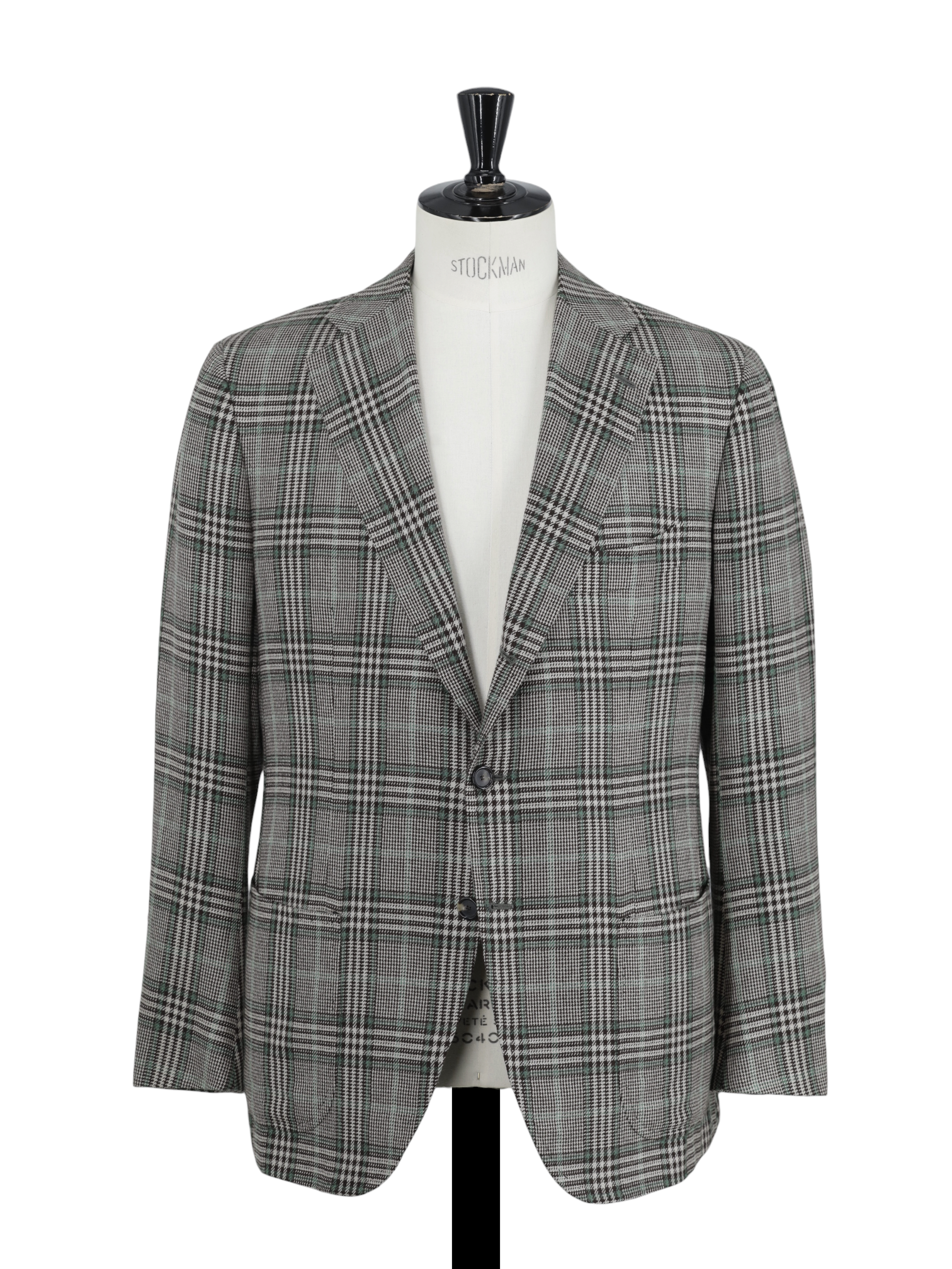 Cesare Attolini Grey & Green SIlk & Cashmere Checkered Jacket