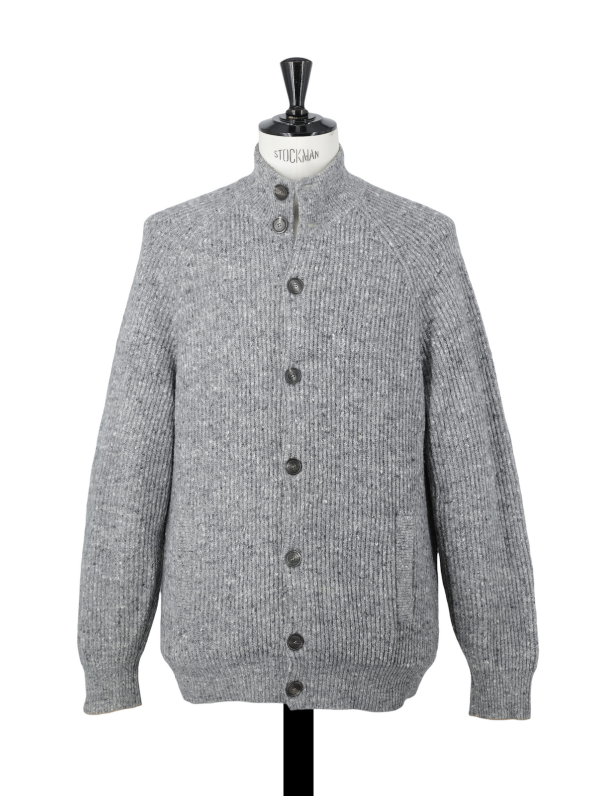 Brunello Cucinelli Grey Wool, Cashmere & Stretch Bouclé Cardigan