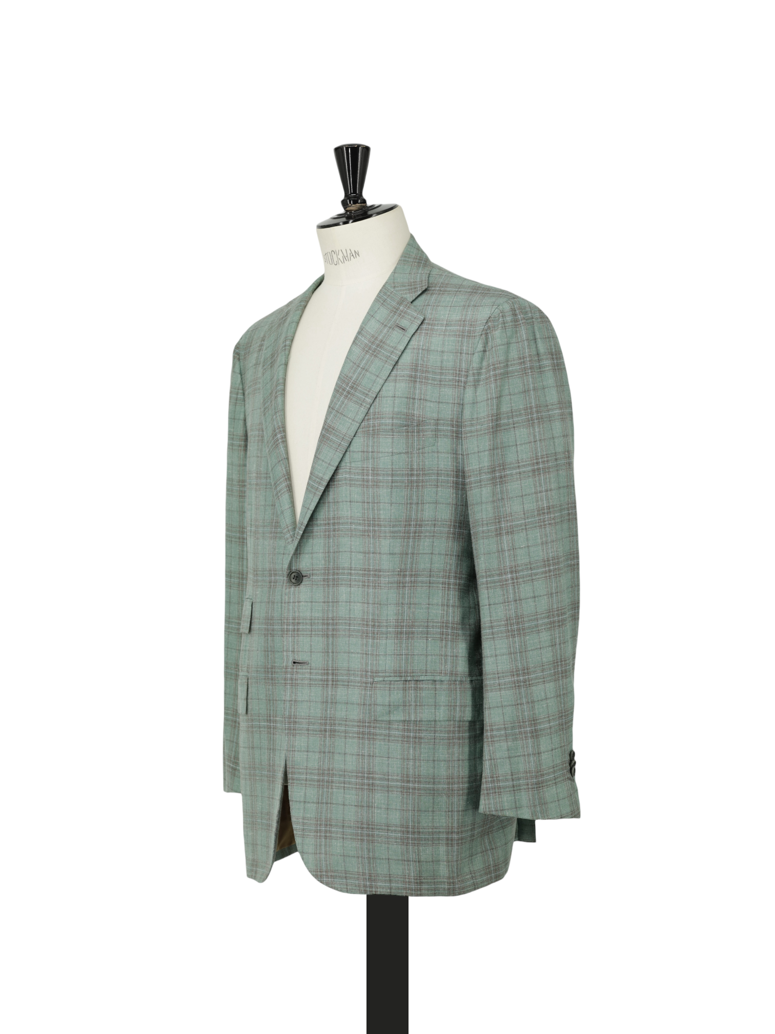 Kiton Mint Green Cashmere, Silk & Linen Tartan Jacket