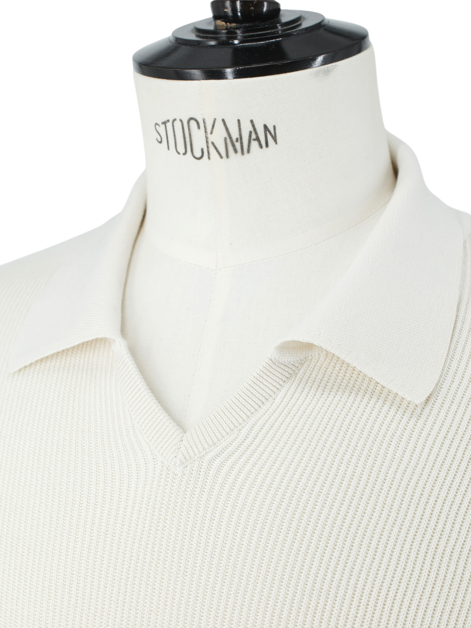 Brunello Cucinelli Creme Lightweight Rib-Knitted Cotton Buttonless Polo