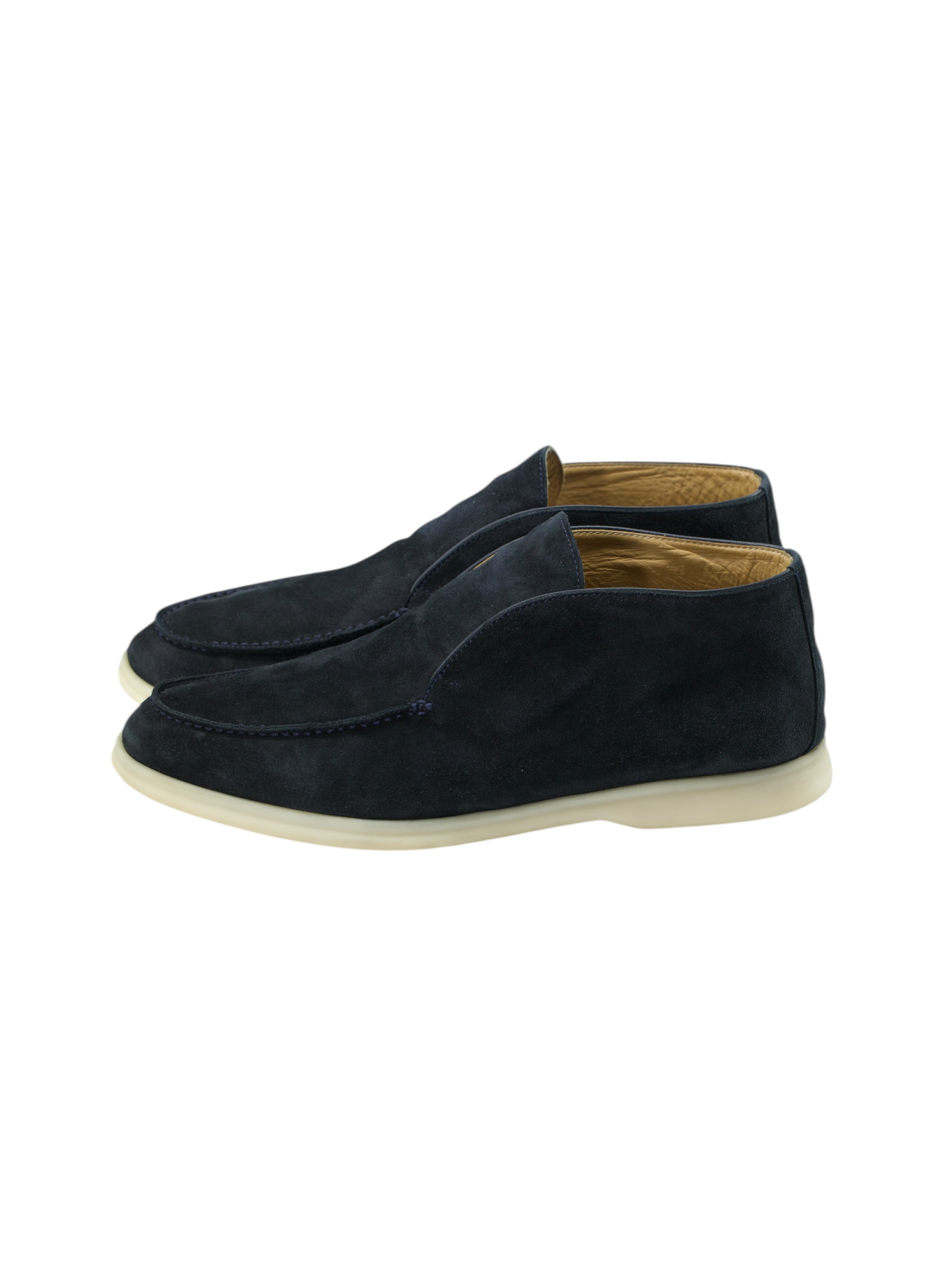 Loro Piana Navy Suede Open Walk Ankle Boots