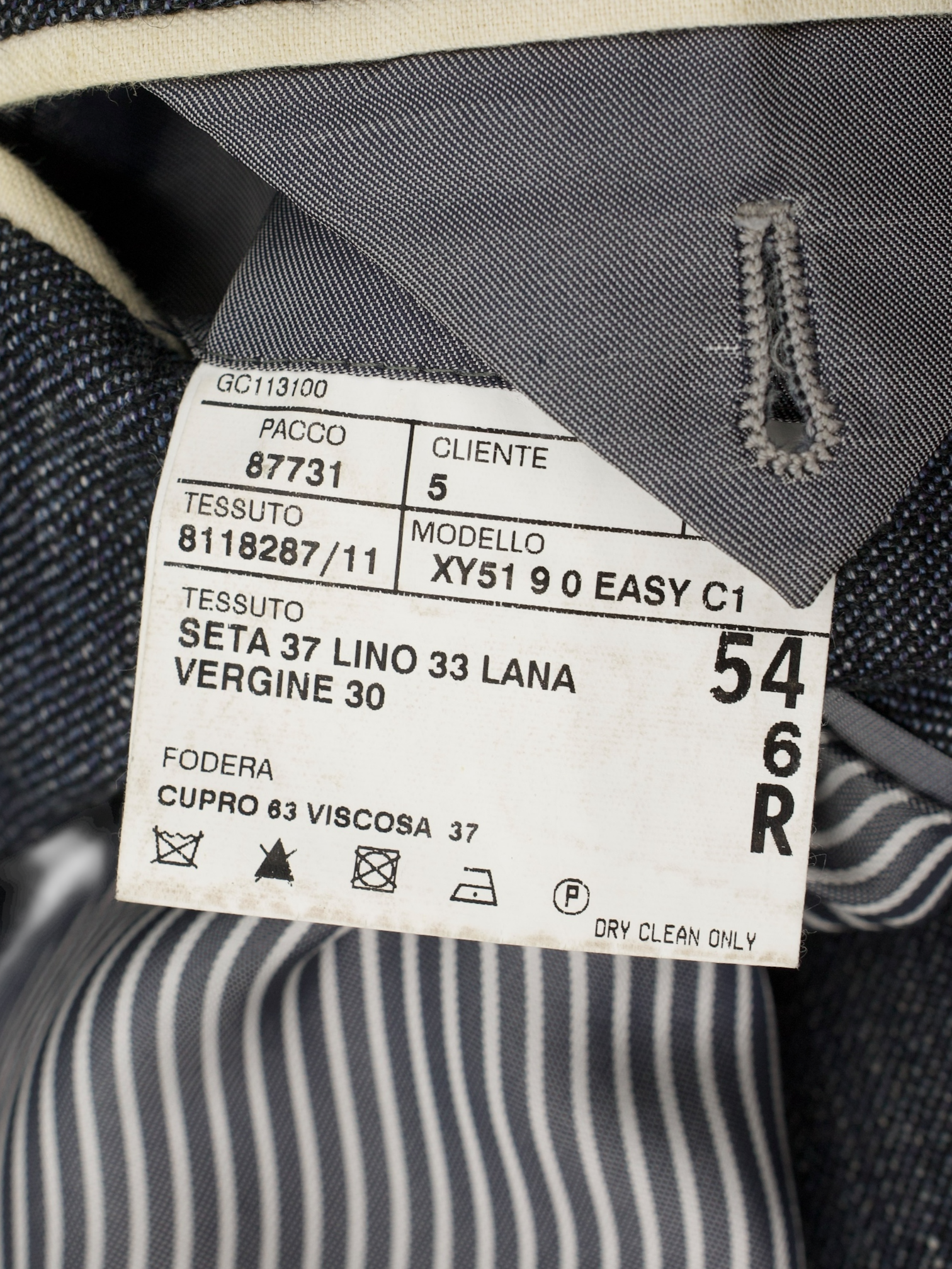 Corneliani Steel Blue Silk, Linen & Wool Twill Jacket