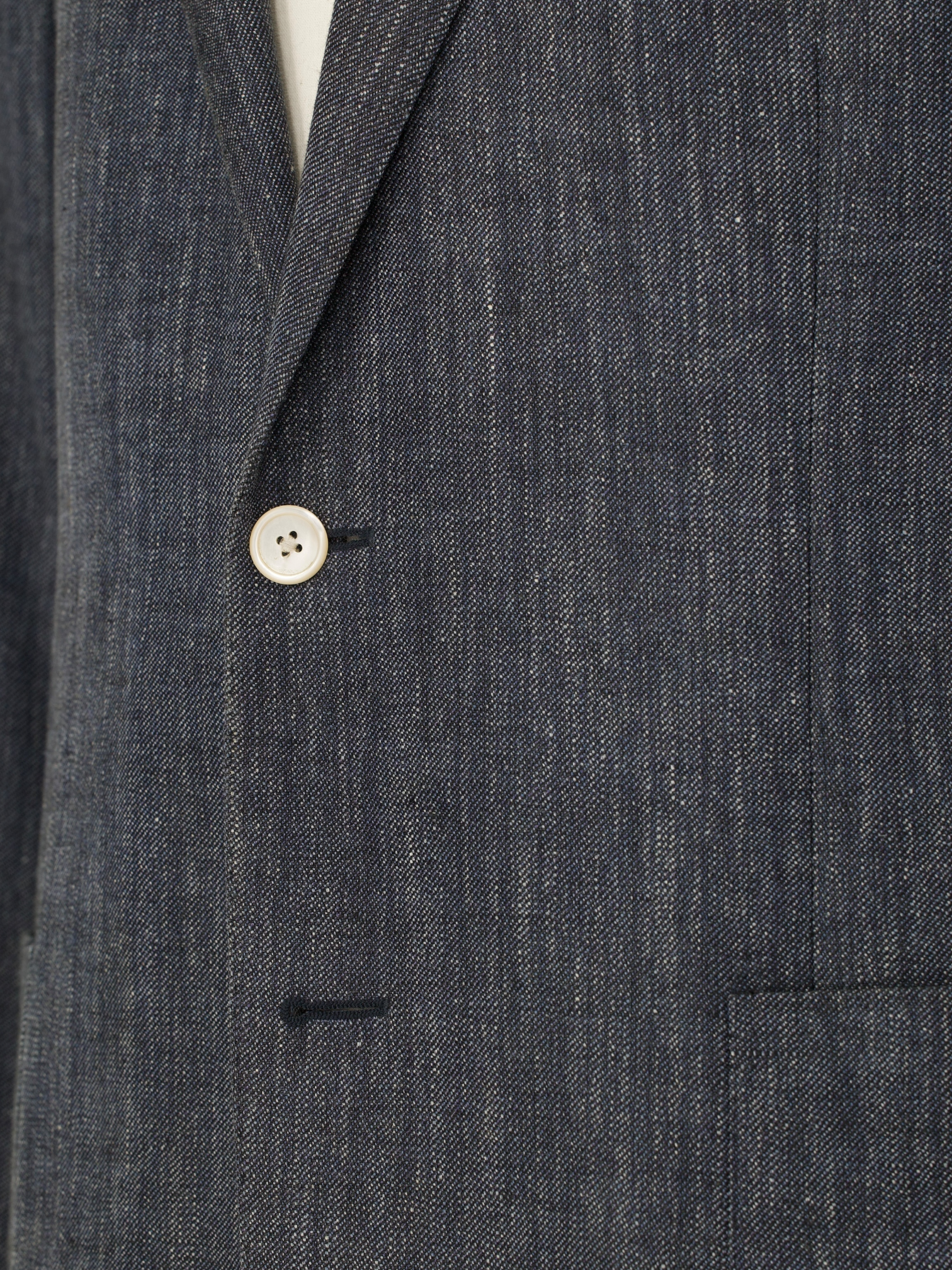 Corneliani Steel Blue Silk, Linen & Wool Twill Jacket