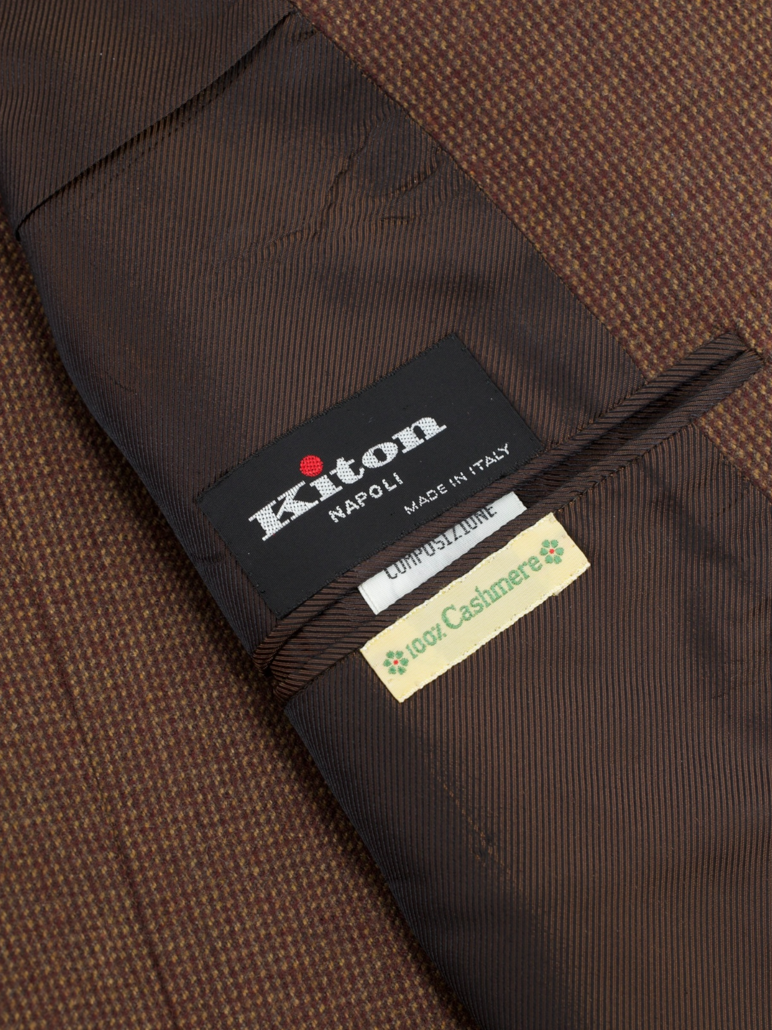 Kiton Brown Pure Cashmere Micro-Pattern Winter Jacket