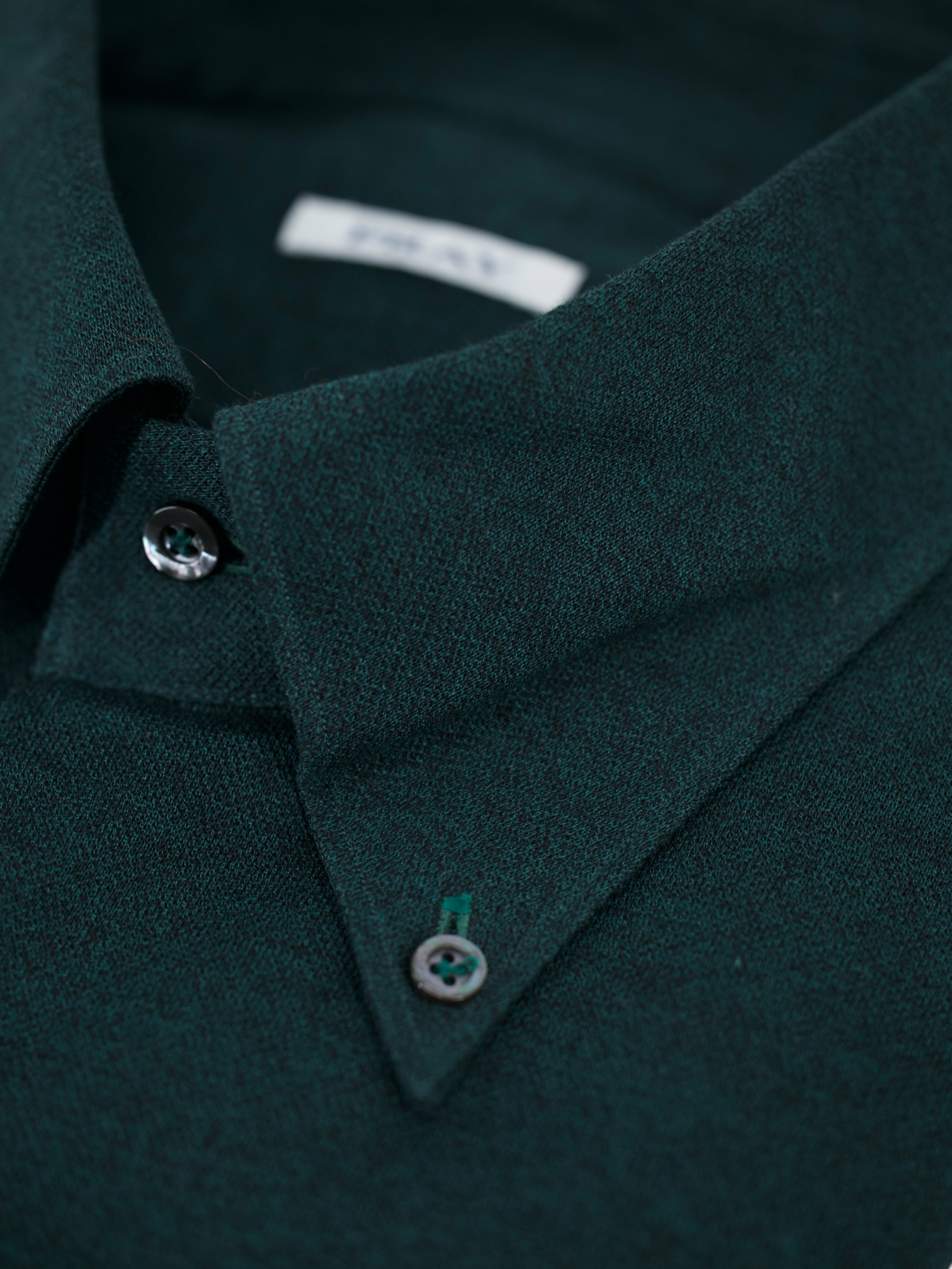 Fray Forest Green Piqué-Cotton Button Down Collar Shirt