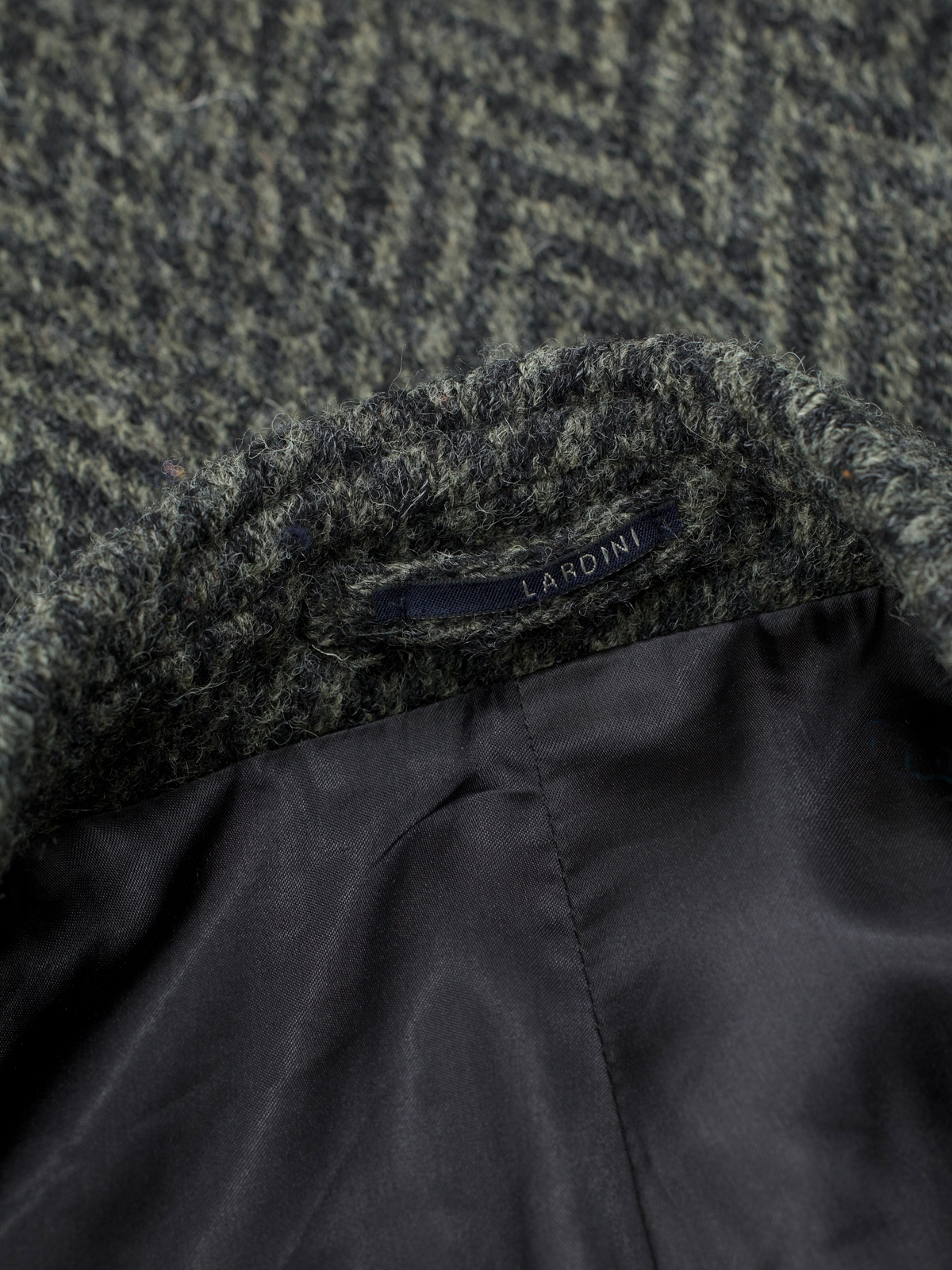 Lardini Dark Olive-Green Double-Breasted Wool Herringbone Overcoat