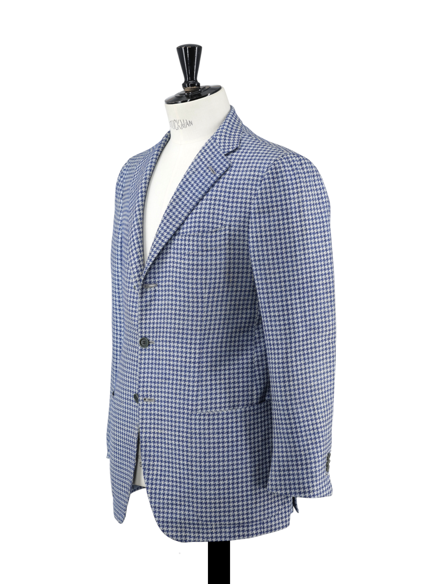 Kiton Chambray Blue & White Cashmere-Linen Blend Pied de Poule Jacket