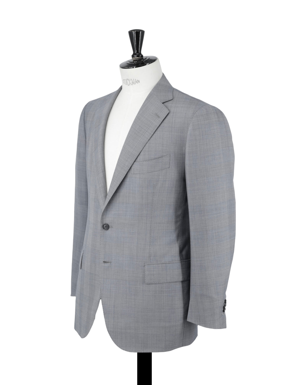 Cesare Attolini Light Grey & Steel Blue Super 150's & Silk Checkered Suit