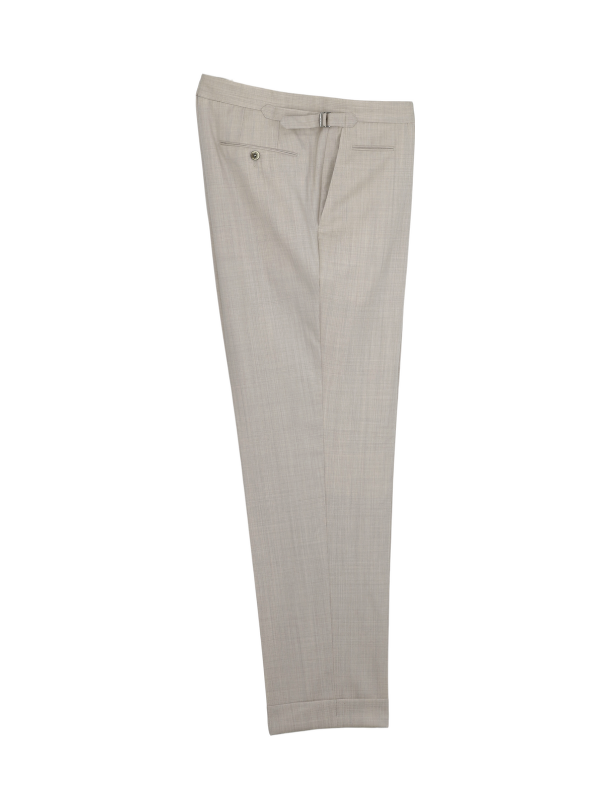 PT01 Greige Fine-Wool Melange Side-Adjuster Trousers