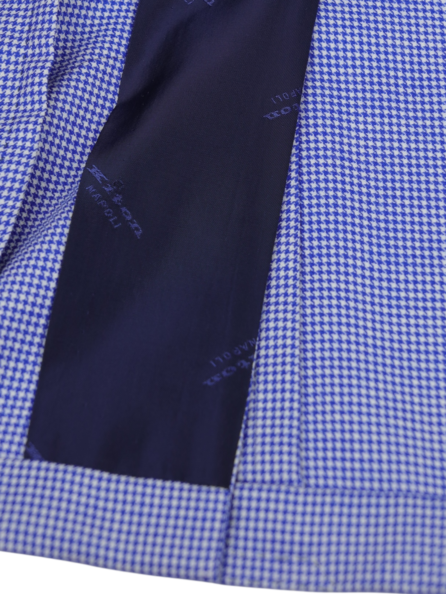 Kiton Light Blue Extrafine-Wool Pied de Poule "Lasa" Jacket