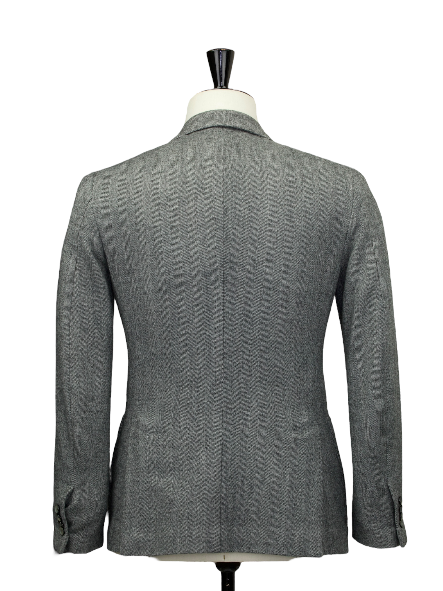 Isaia Grey Wool, Cotton & Cashmere Herringbone Jacket