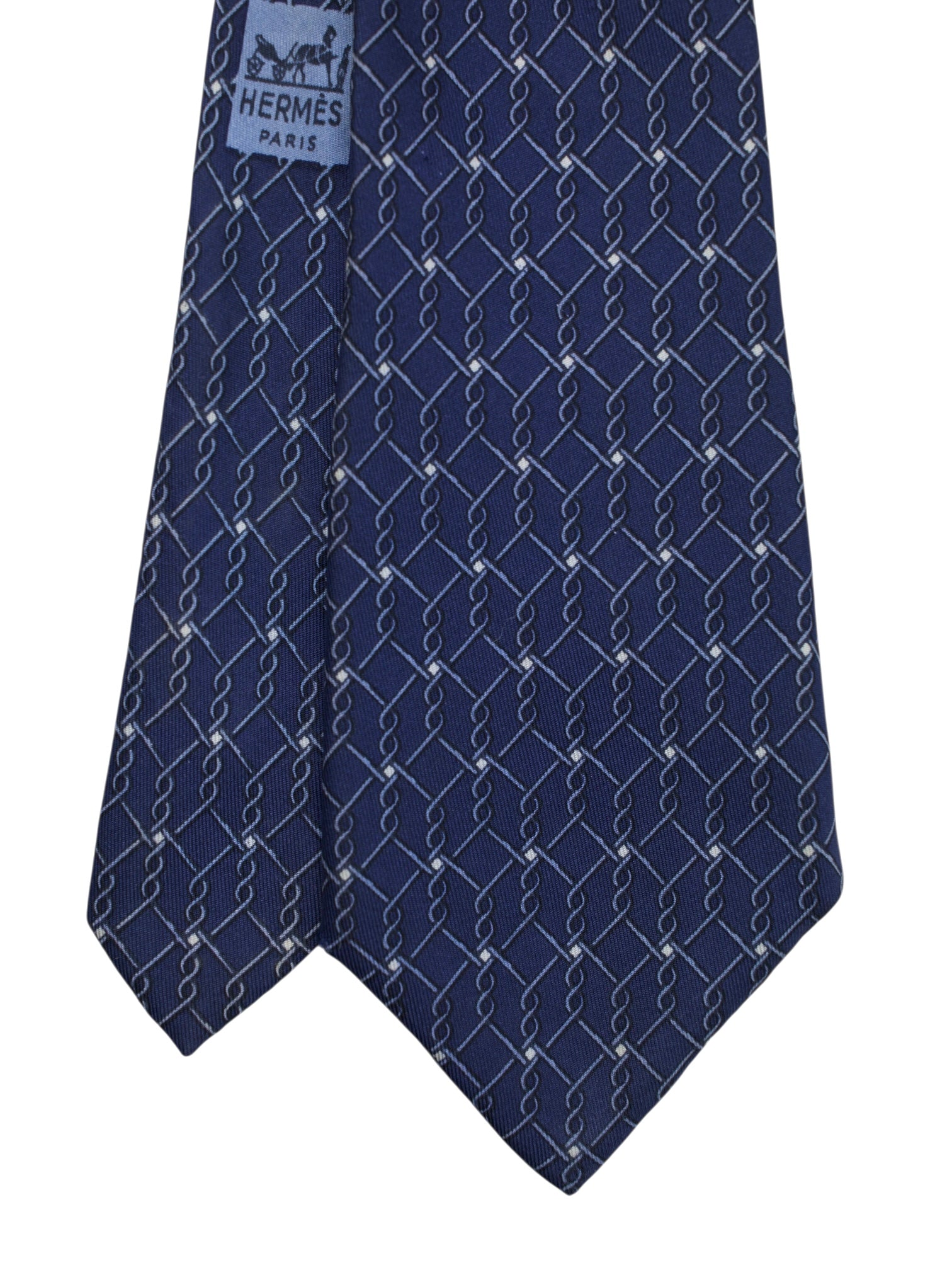 Hermès Blue Silk Geometric Wire Pattern