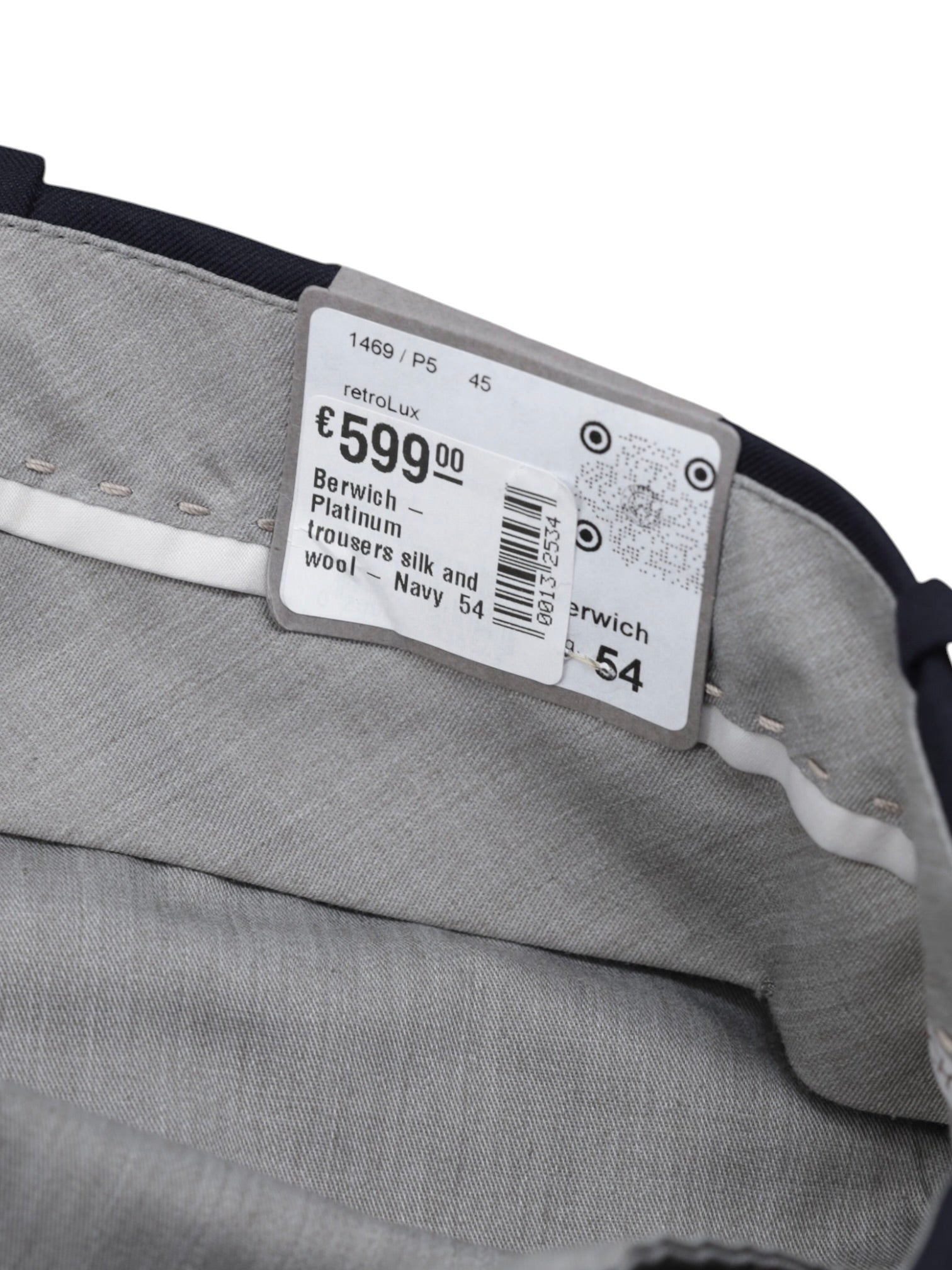 Berwich Navy Wool & Silk Side-Adjuster "Platinum" Trousers