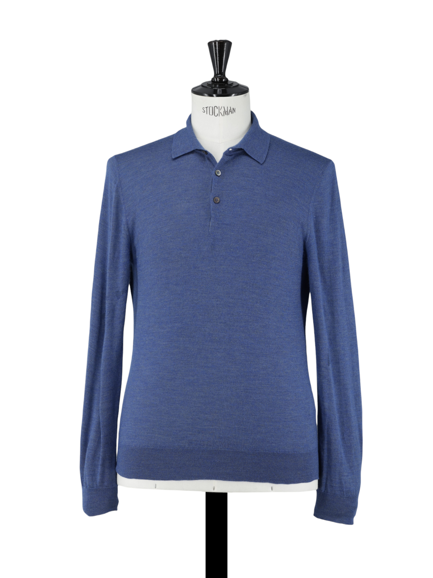 Corneliani Blue Cashmere & Silk Long-Sleeve Polo