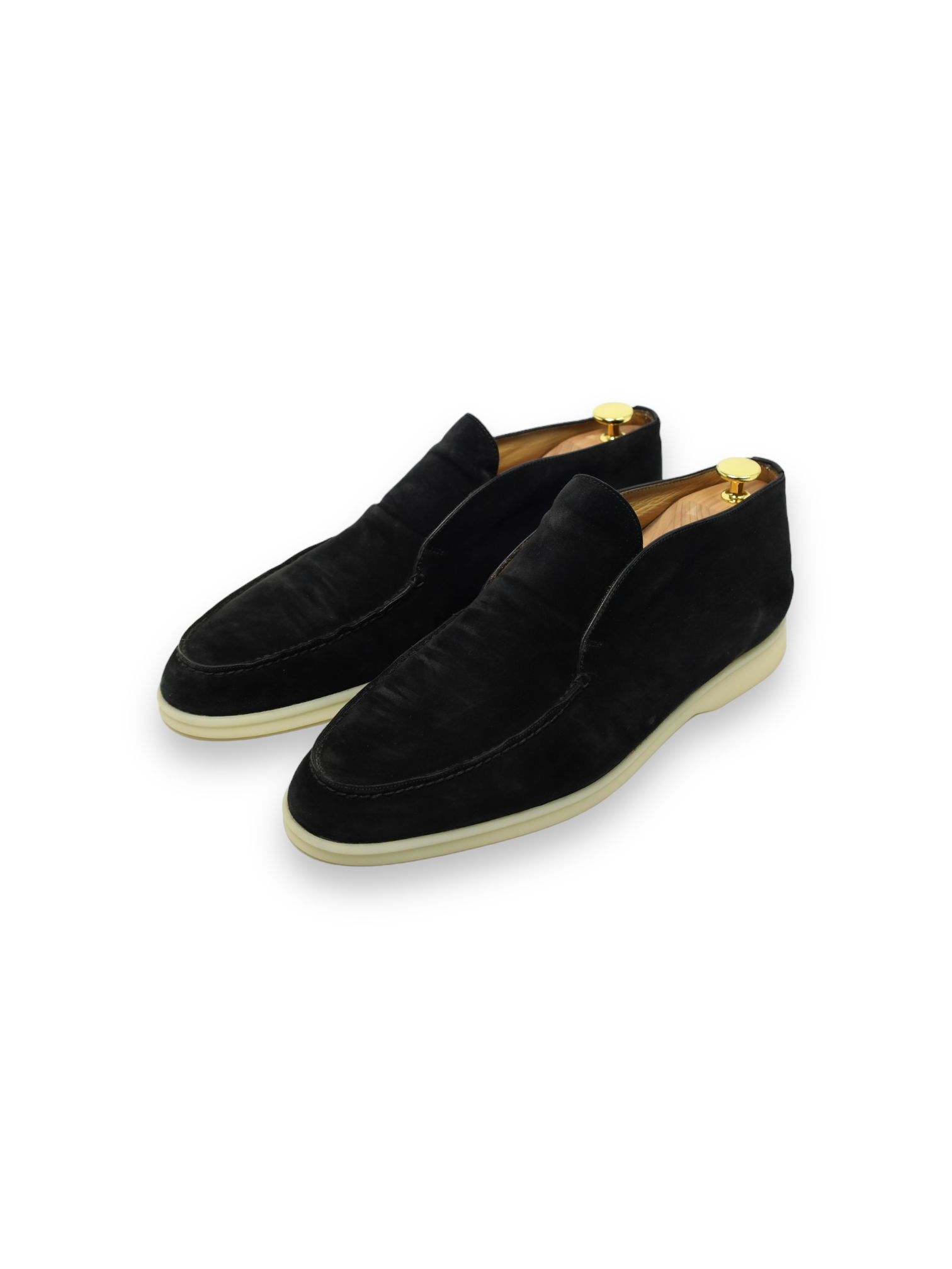 Loro Piana Black Suede Open Walk Ankle Boots