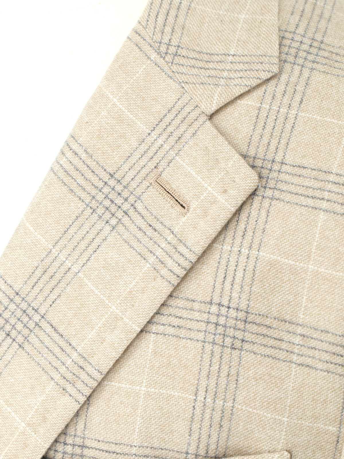 Isaia Beige & Grey Pure Wool Checkered "Amalfi" Jacket