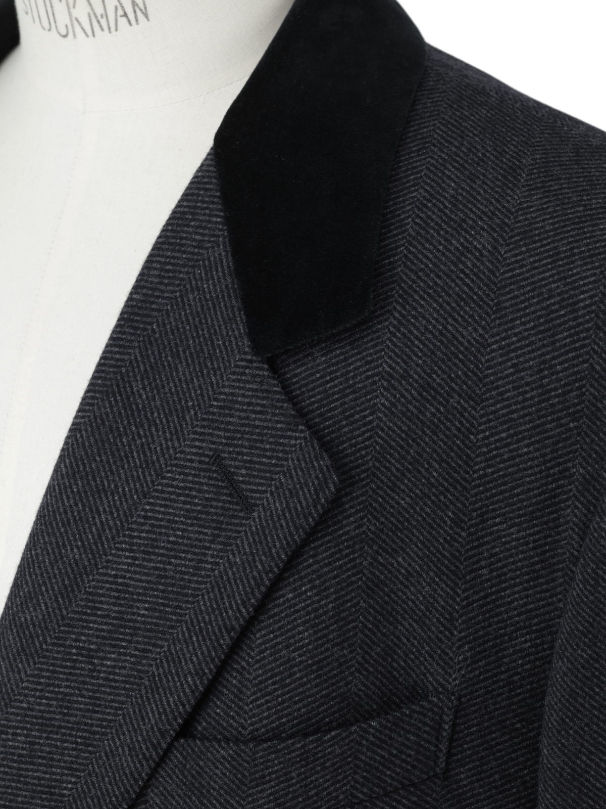 Ermenegildo Zegna Vintage Charcoal Wool & Cashmere Herringbone Covert Coat