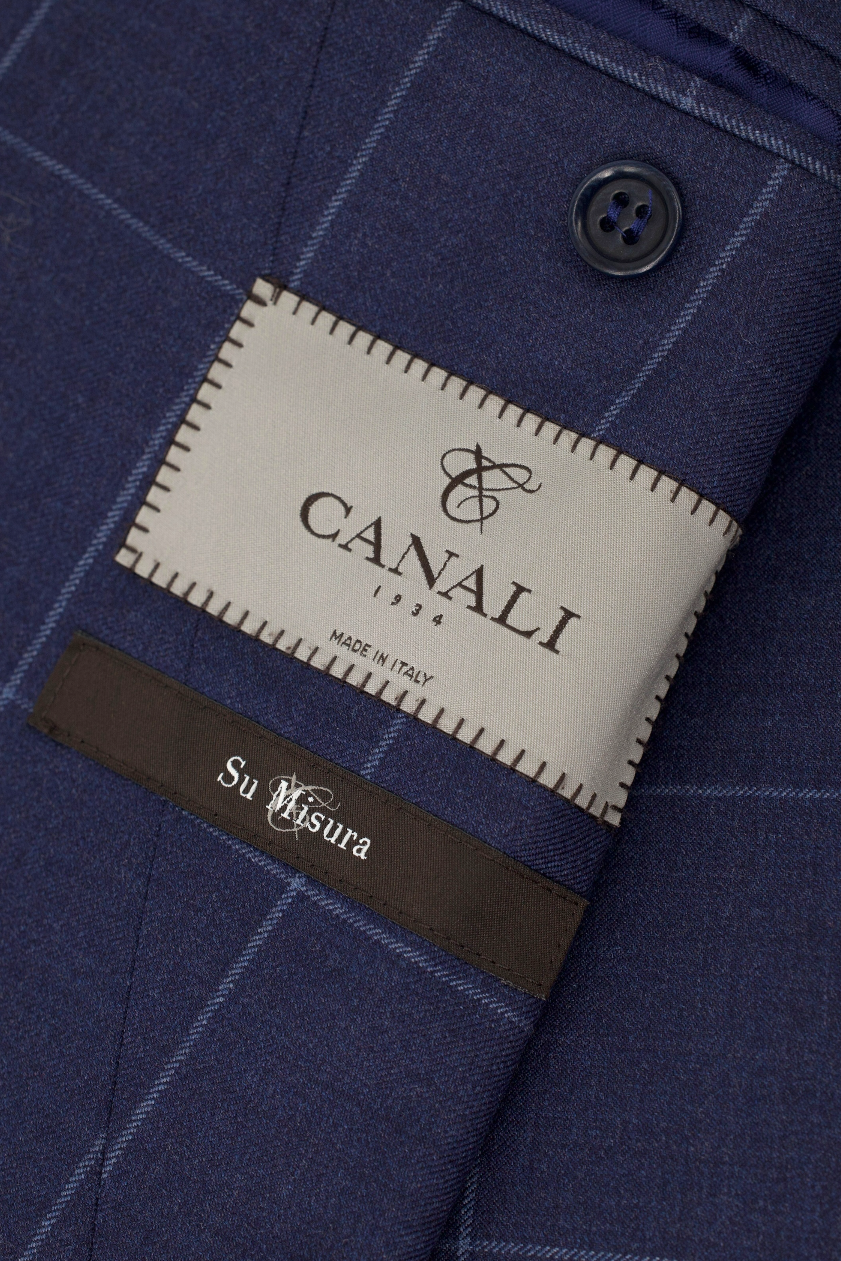 Canali Dark Blue Fine-Wool Windowpane Jacket