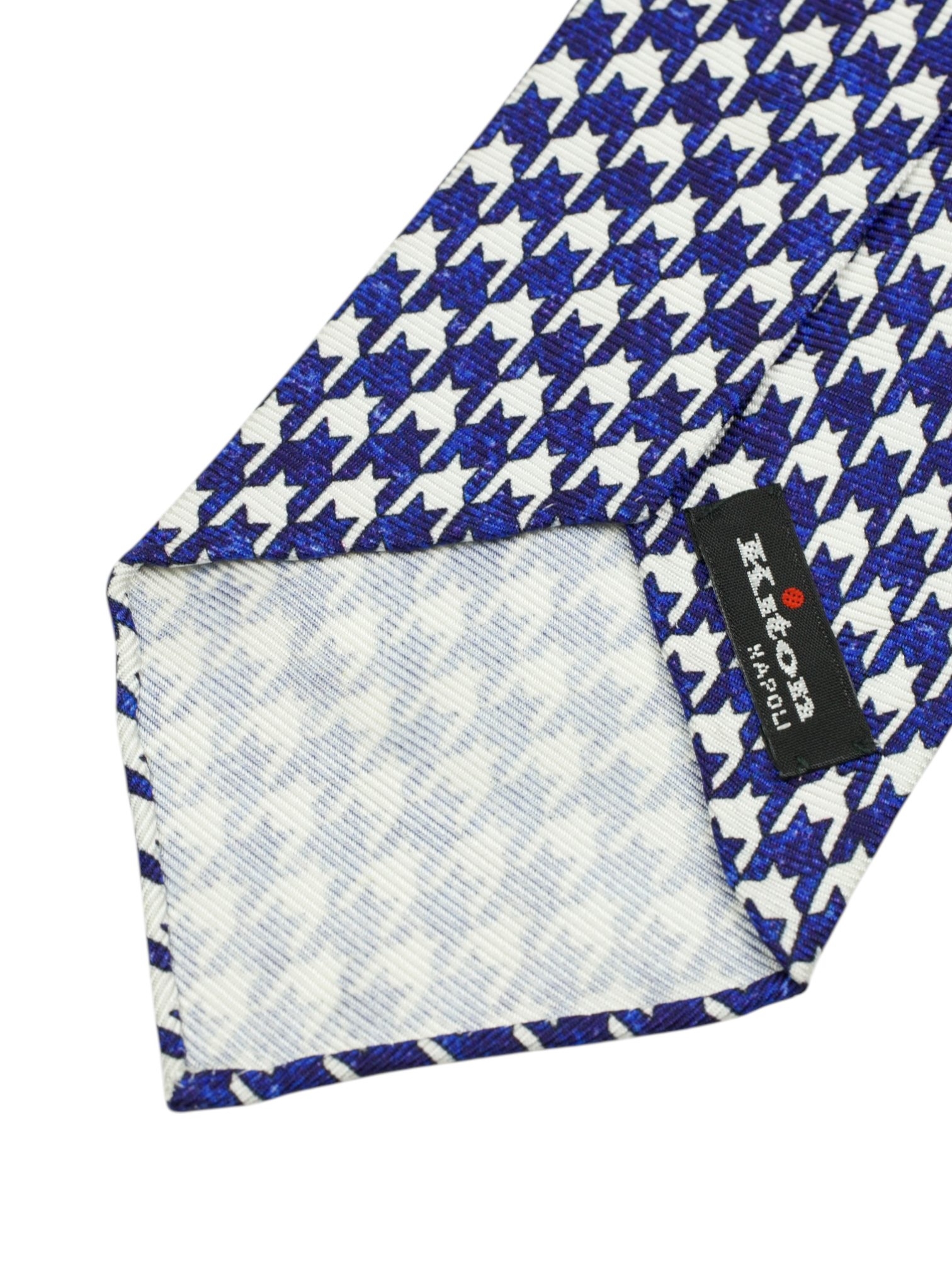 Kiton 5-Fold Royal Blue Handrolled Silk Houndstooth Tie