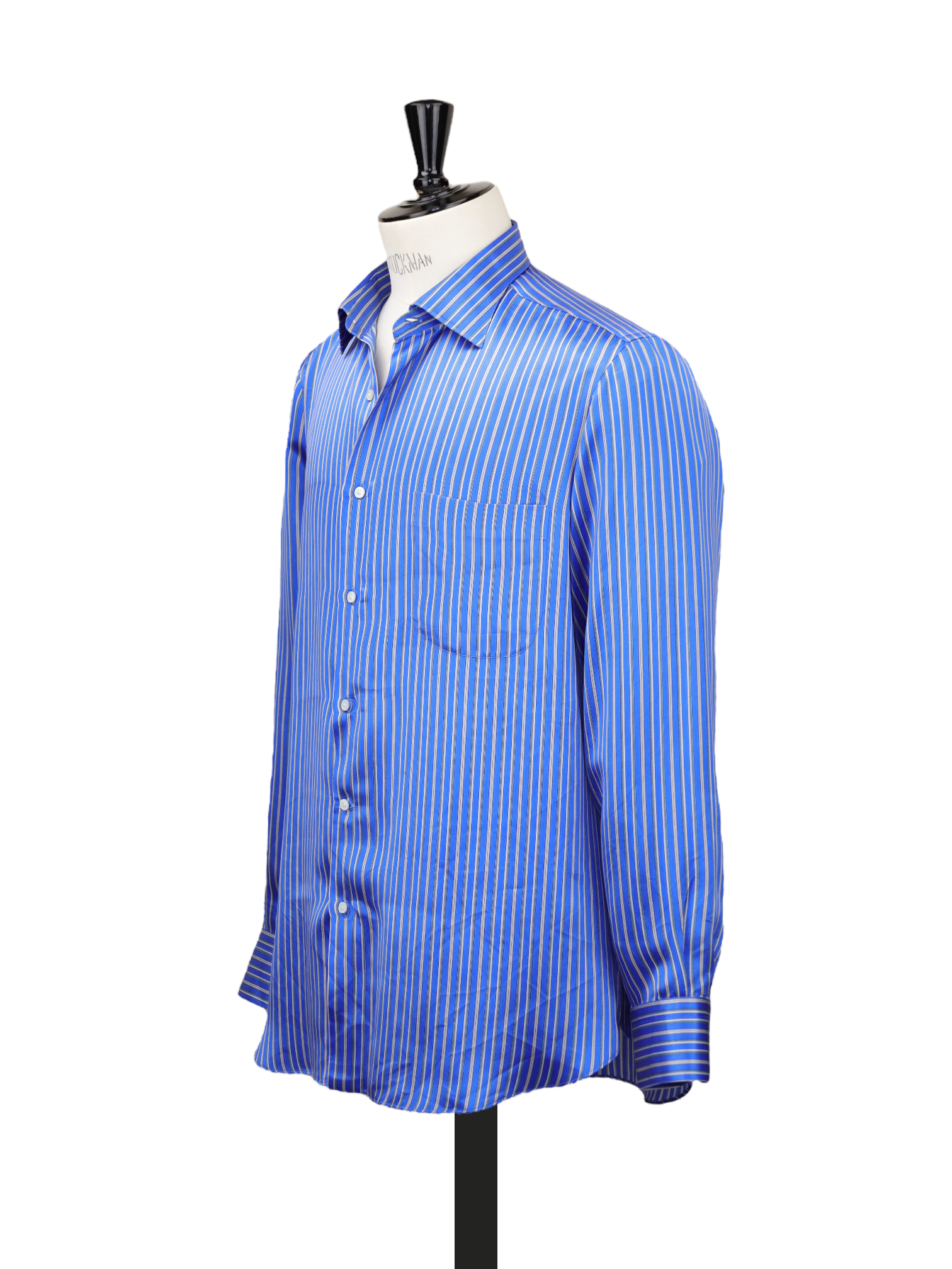 Fray Azure Blue Pure Silk Striped Summer Shirt