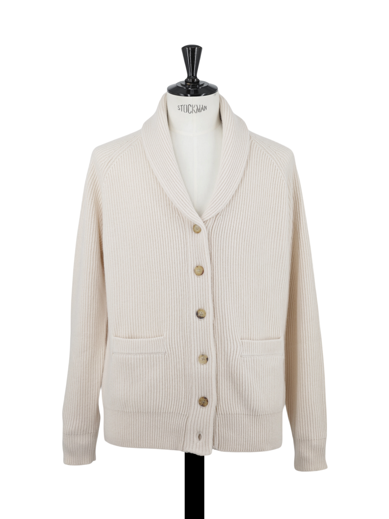 Brunello Cucinelli Crème Pure-Cashmere Shawl-Lapel Cardigan