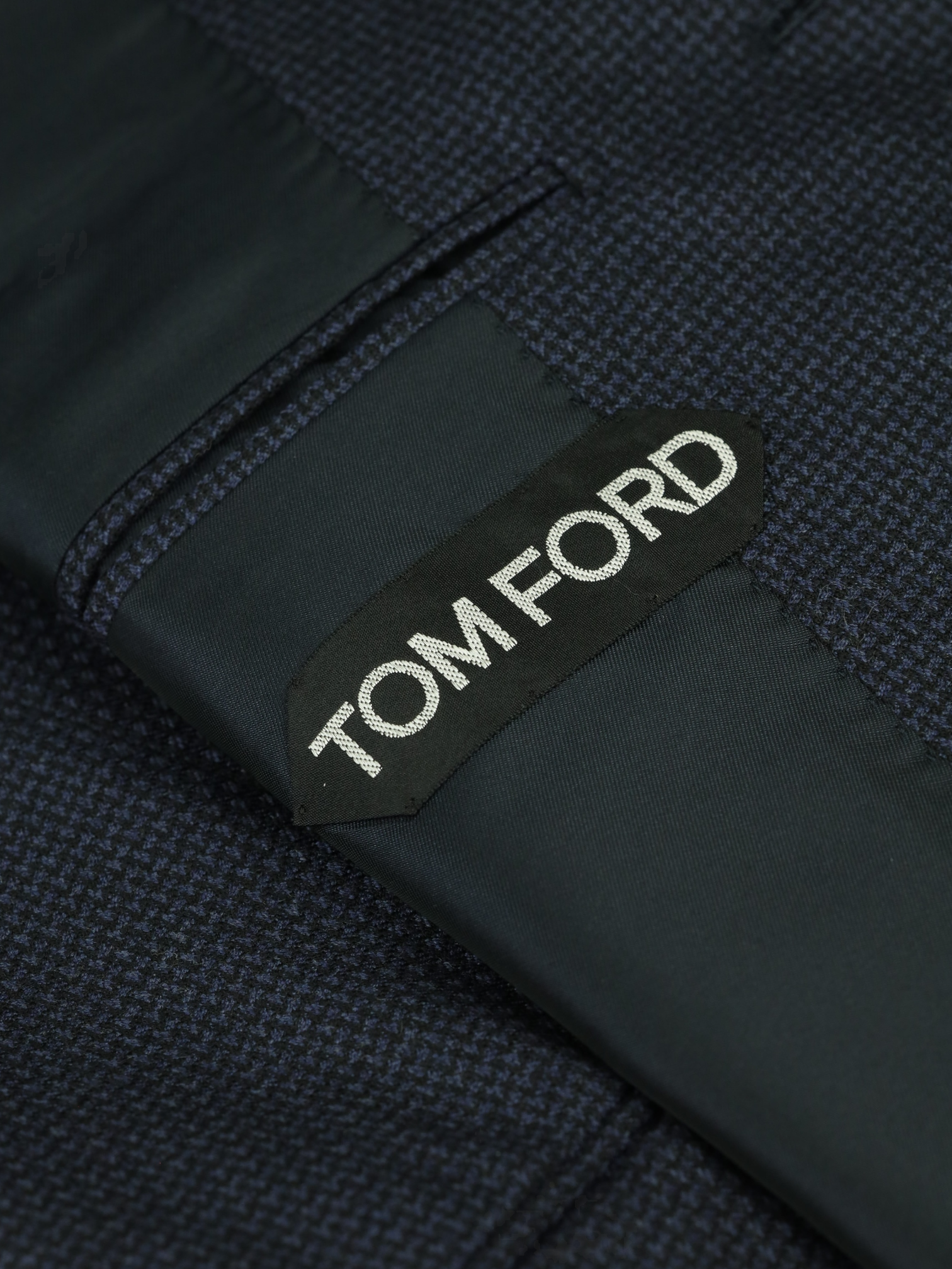 Tom Ford Navy Wool Micro-Pattern Atticus Jacket