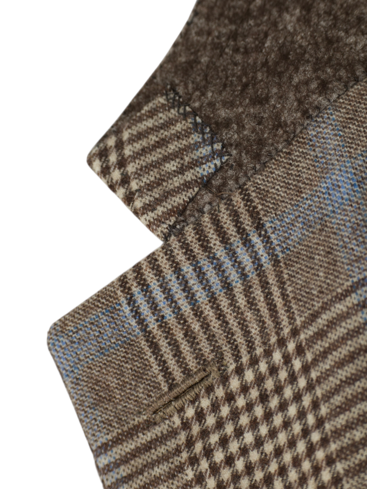 Brioni Light Brown & Blue Brushed Wool Prince of Wales Senato Jacket