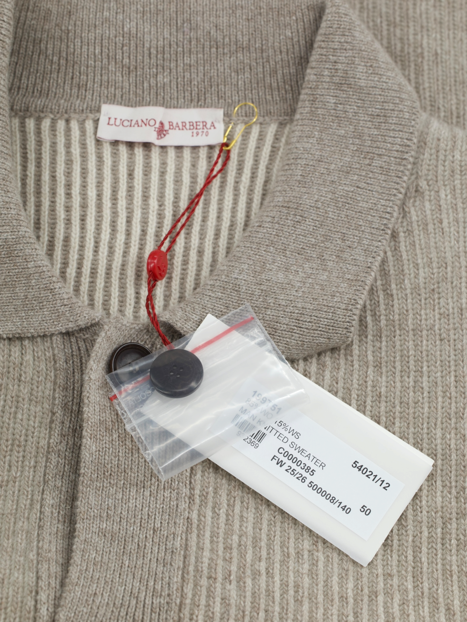 Luciano Barbera Taupe Wool & Cashmere Rib-Knitted Straight-Fit Sweater