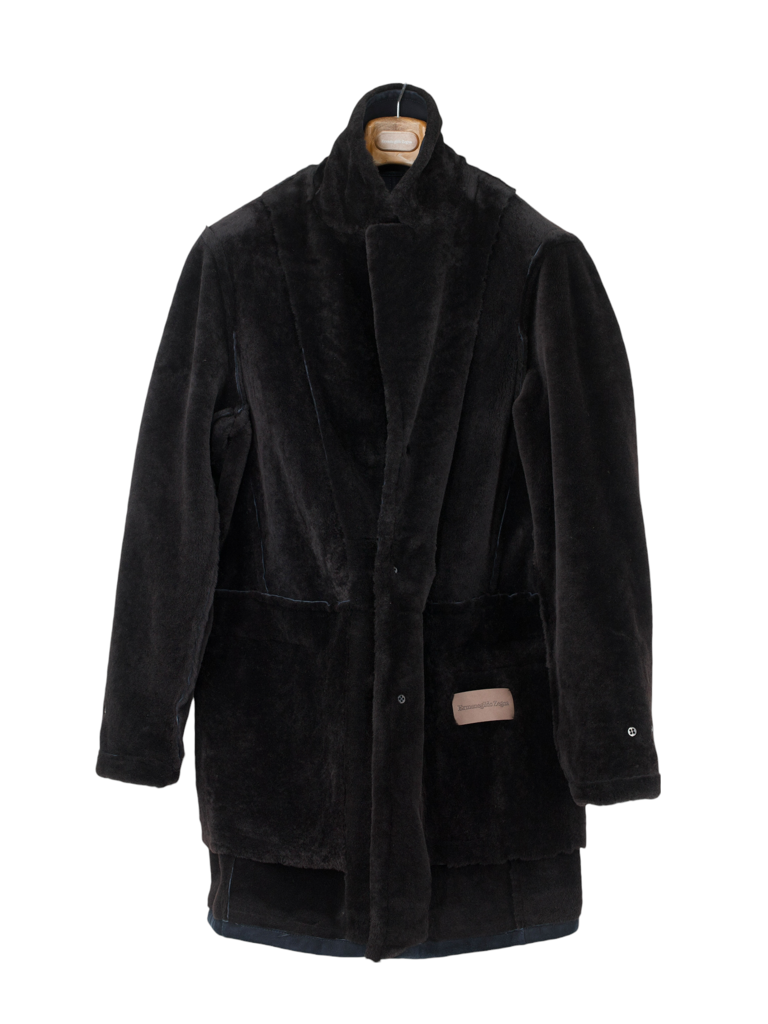 Ermenegildo Zegna Navy Lambskin Suède Lammy Coat