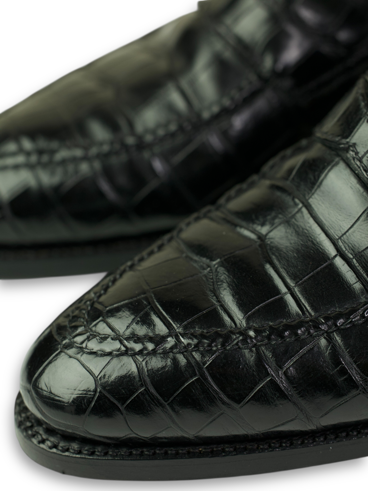 Bontoni Black Principe Alligator Penny Loafer
