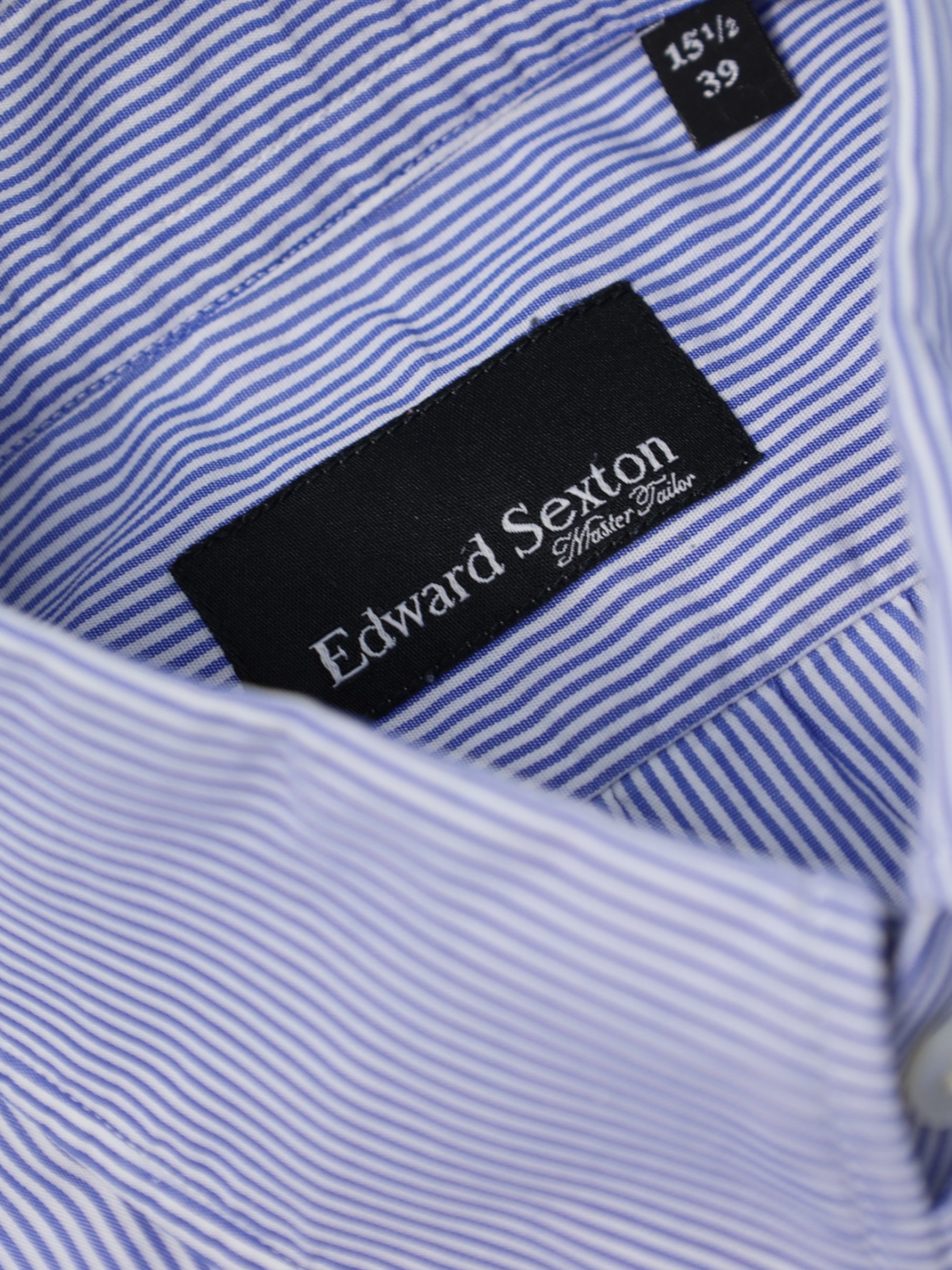 Edward Sexton Light Blue Pinstripe Tab Collar Shirt
