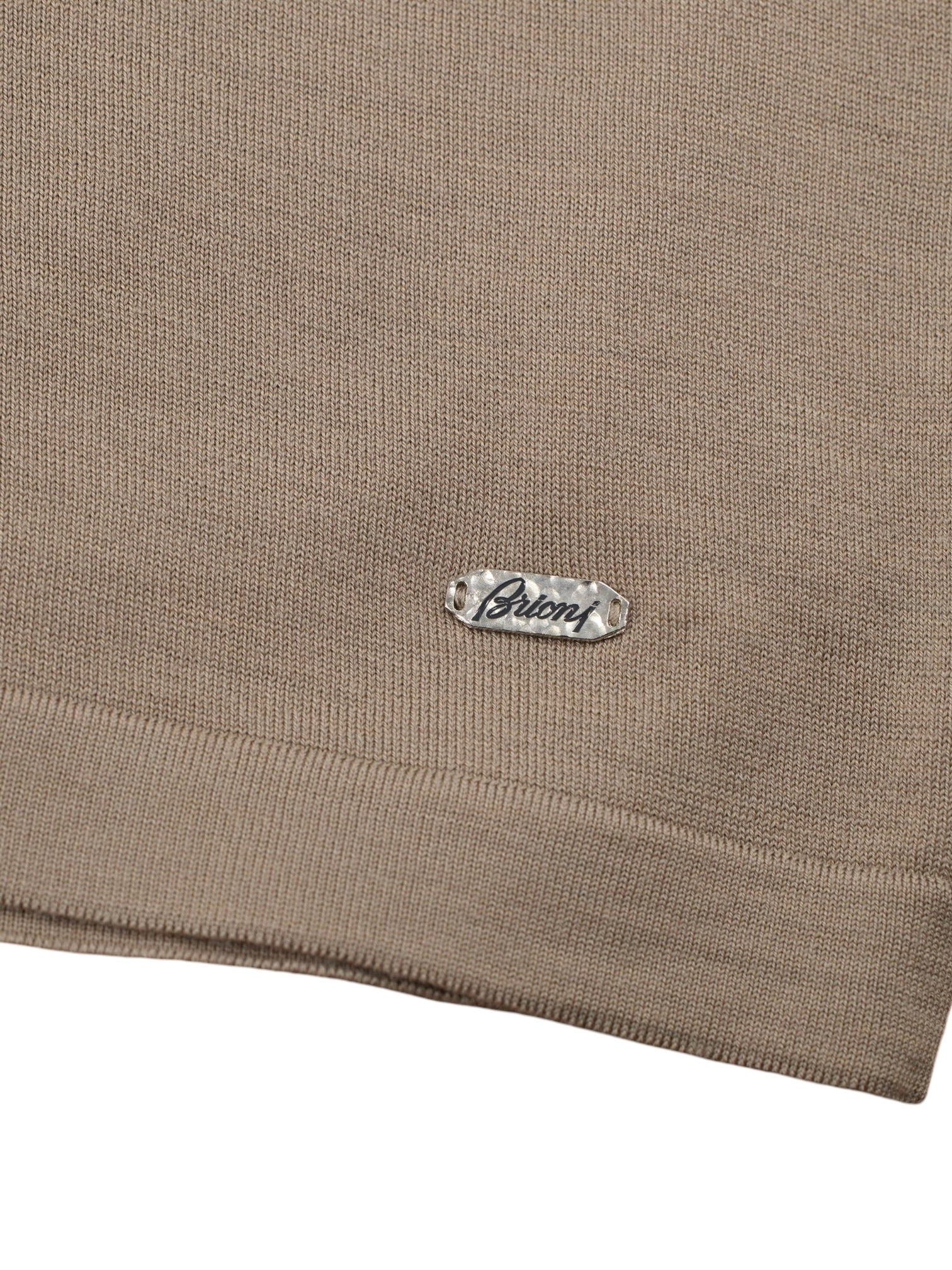 Brioni Light Brown Fine-Wool Jersey Knitted Full-Button Polo Shirt