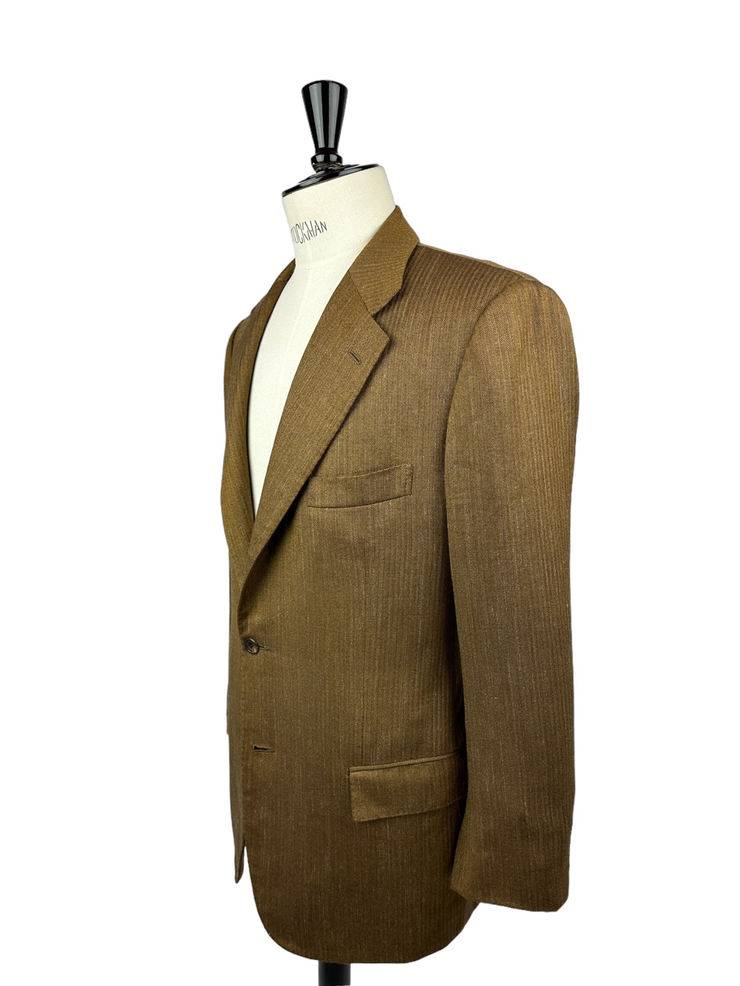 Kiton bronzen kasjmier en linnen visgraatjack