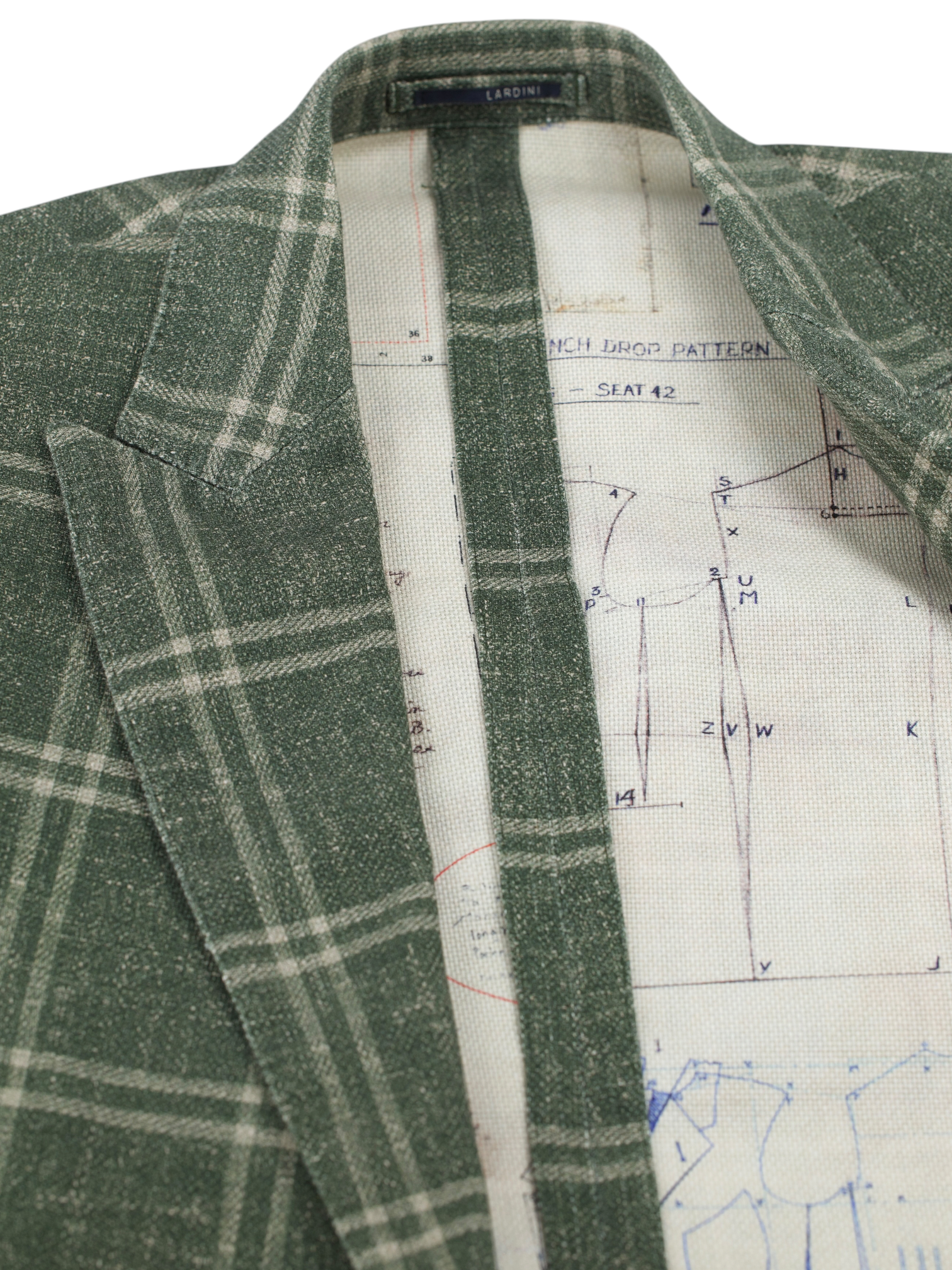 Lardini Khaki Green Cotton Tartan Check Jacket