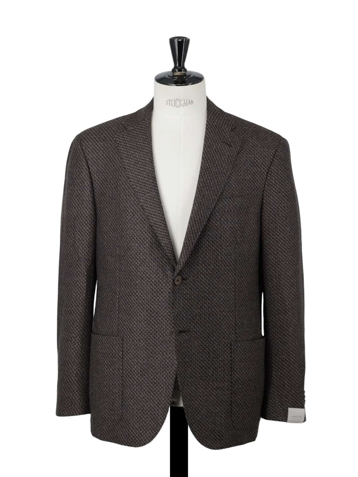 Corneliani Brown Wool & Silk Micro-Pattern Leader-Soft Jacket