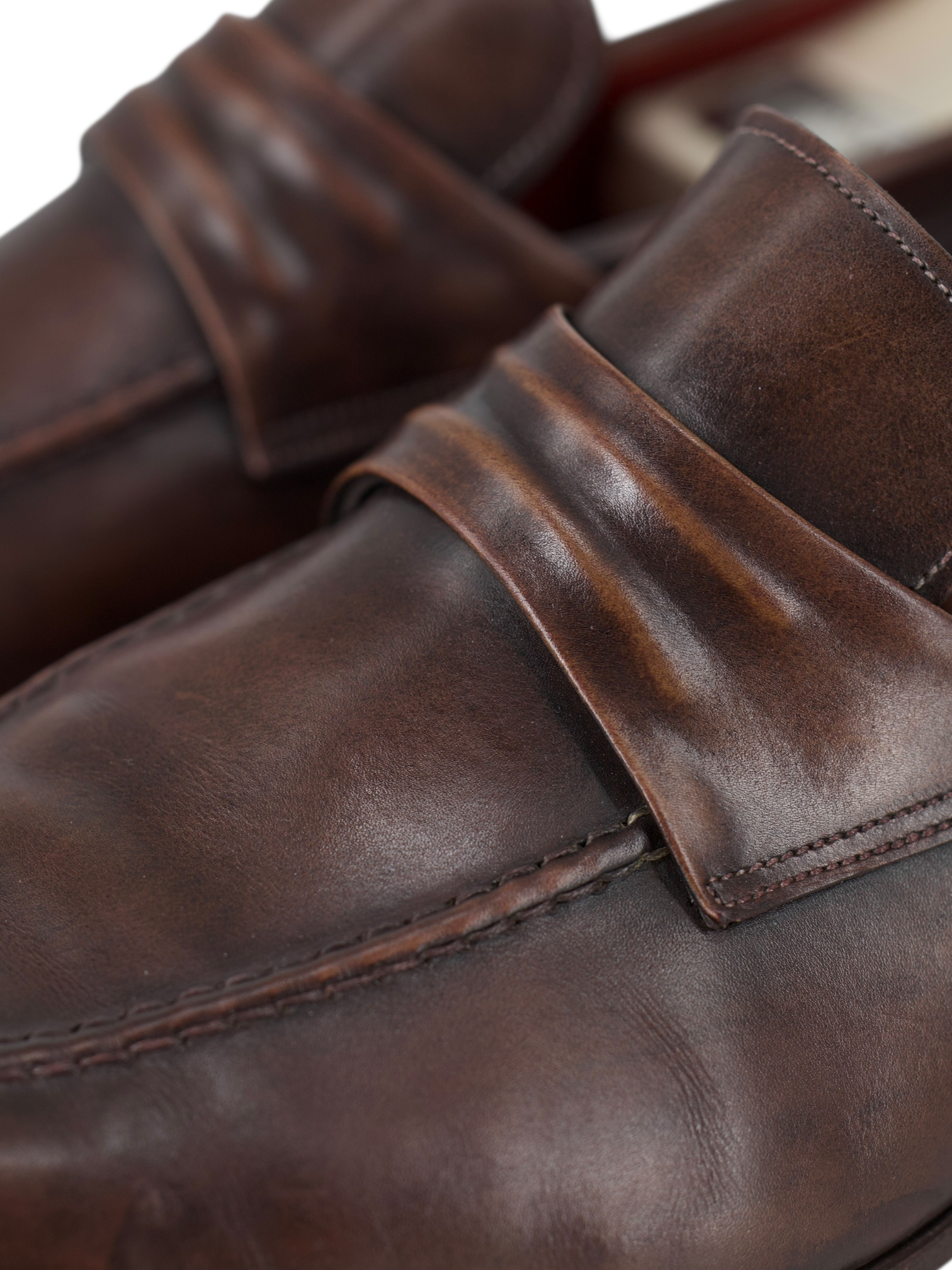 Santoni Dark Brown Museum-Calf Strap Loafer