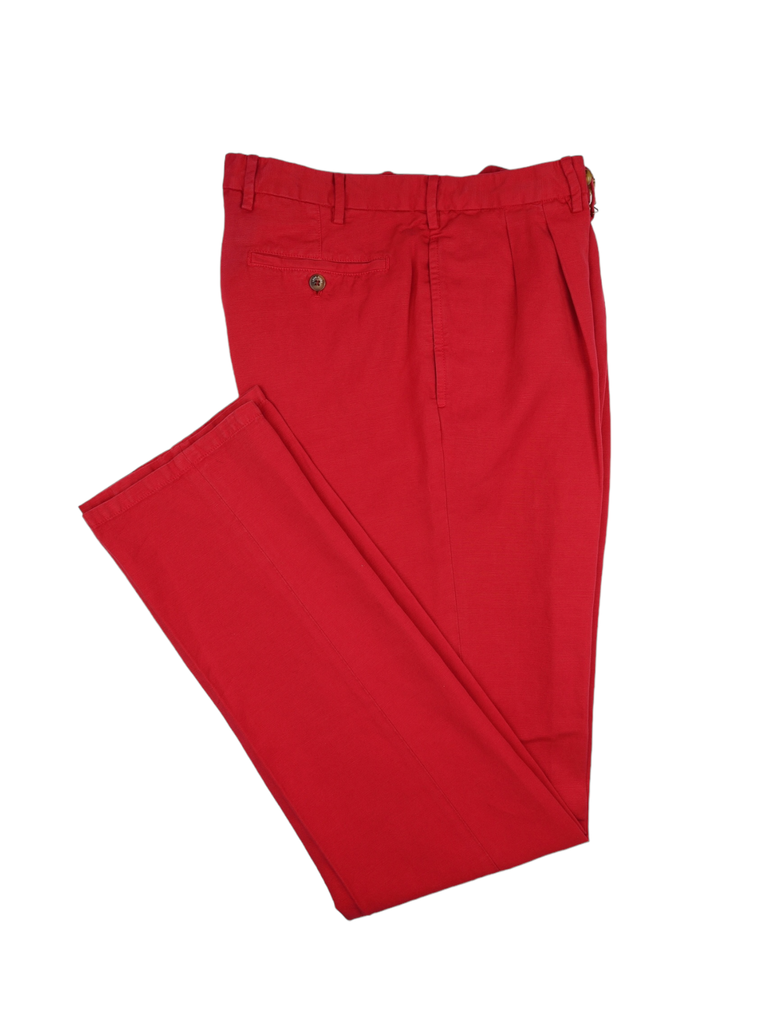 Loro Piana Red Cotton & Linen "Blaricum" Pleated Trousers