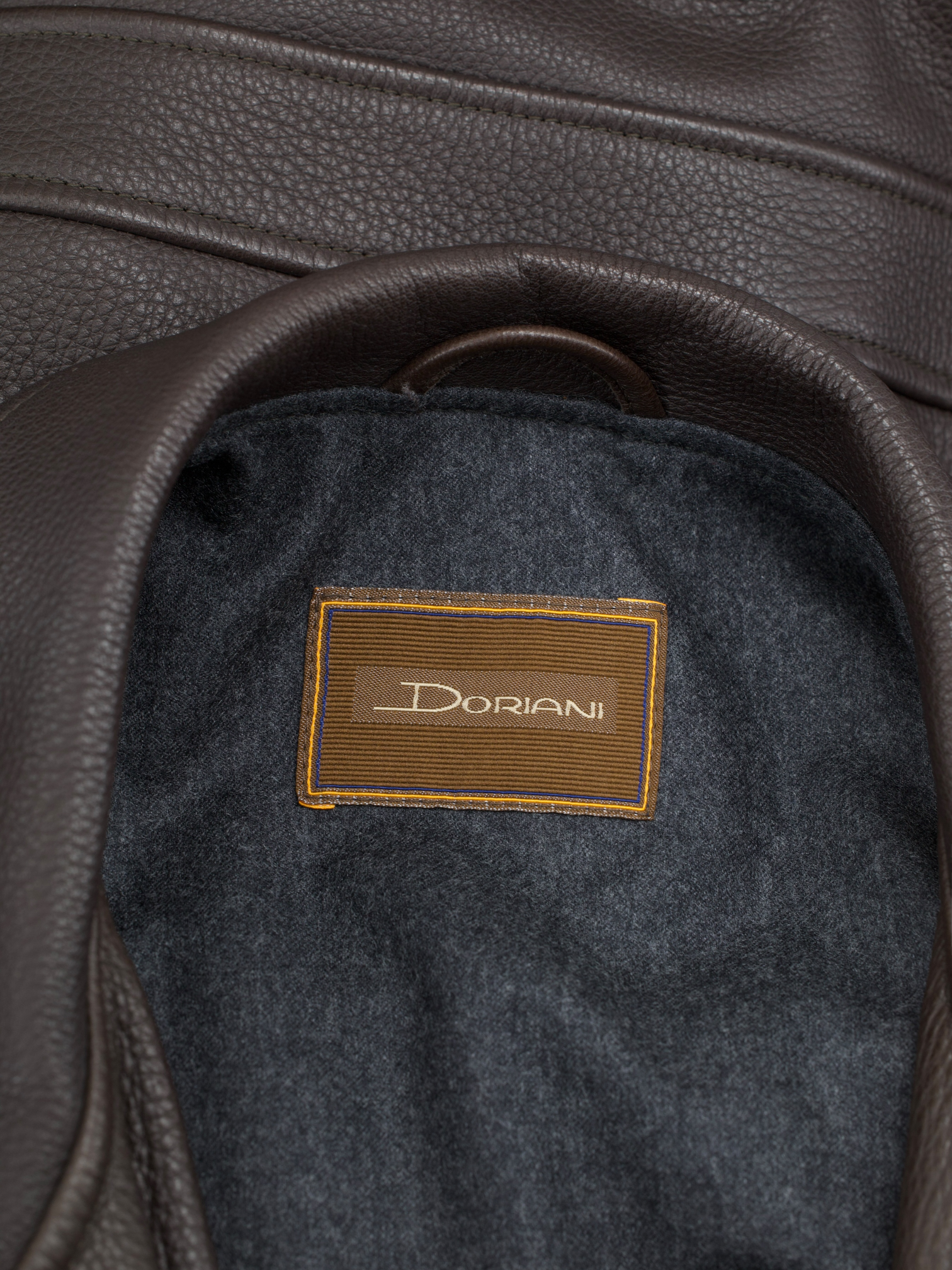 Doriani Dark Brown Grain Leather Blouson Jacket