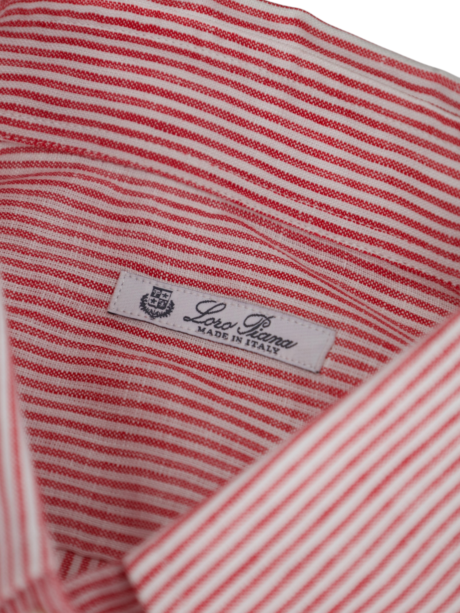 Loro Piana Red Pinstripe Button-Down Linen Shirt
