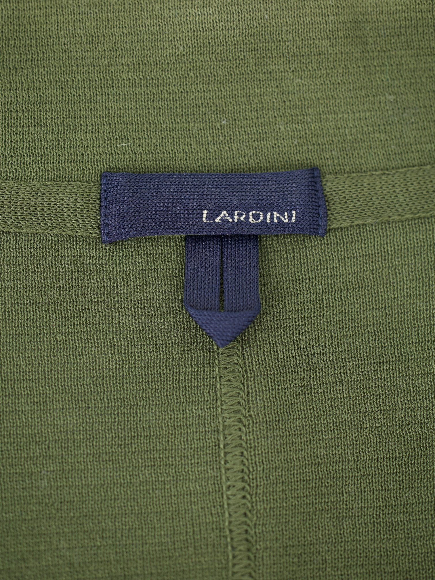 Lardini Dark Olive Cotton Jersey-Knitted Sweater Jacket
