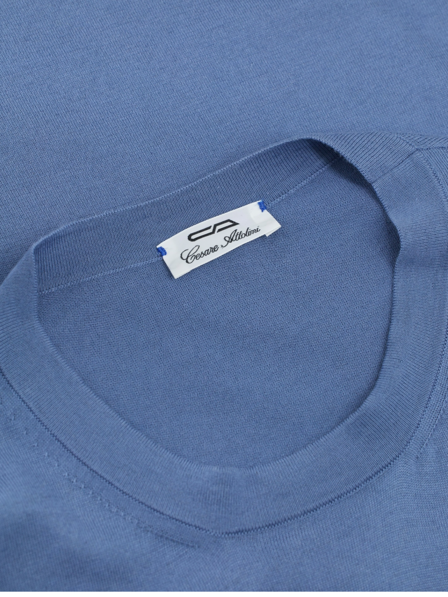 Cesare Attolini Steel Blue Cotton & Cashmere Jersey T-Shirt