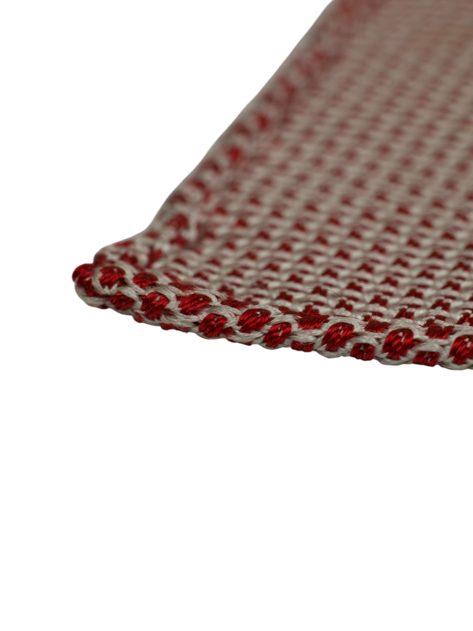 Kiton 5-Fold Red Handrolled Silk Micro-Pattern Tie