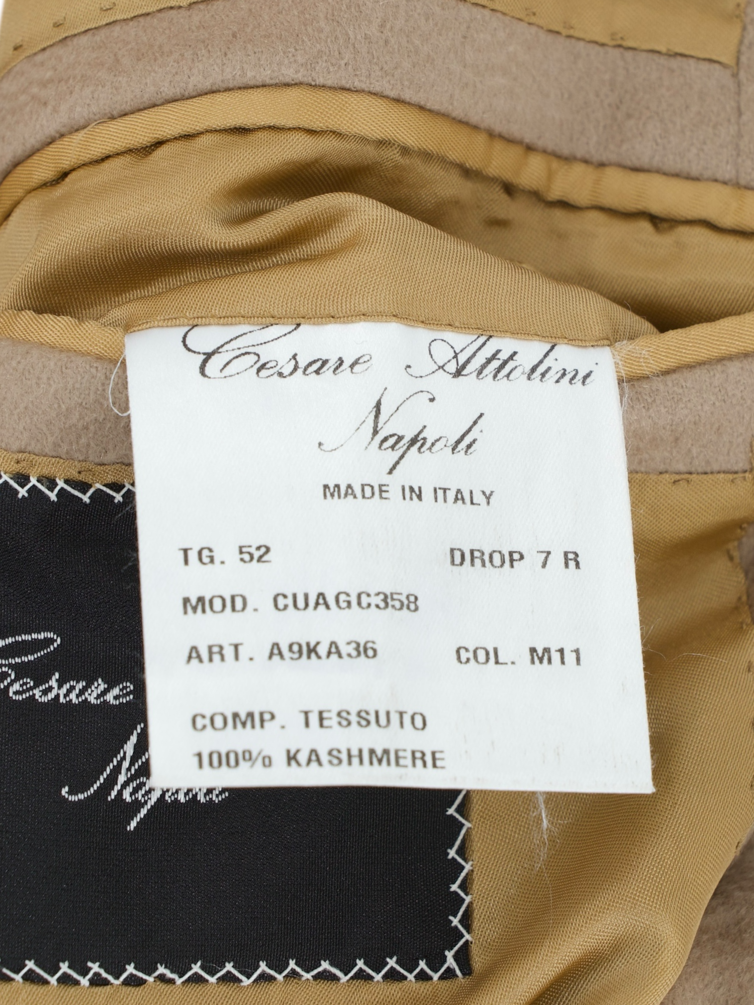 Cesare Attolini Camel Brown Pure Cashmere Sartorial Overcoat