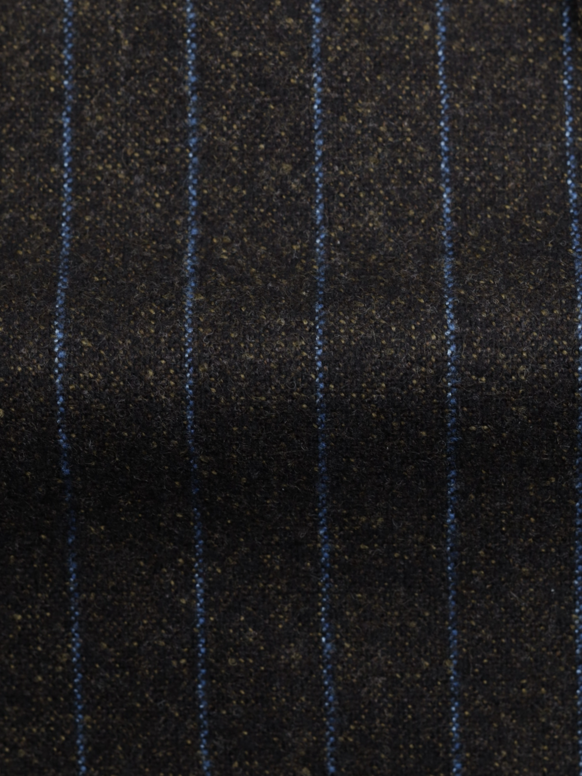 Kiton Dark Taupe & Azure Blue Brushed-Wool Pinstripe Suit