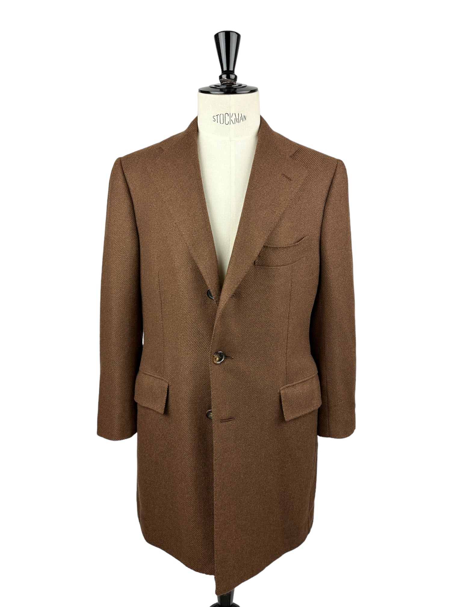 Cesare Attolini Mocca Brown Wool & Cashmere Twill Overcoat