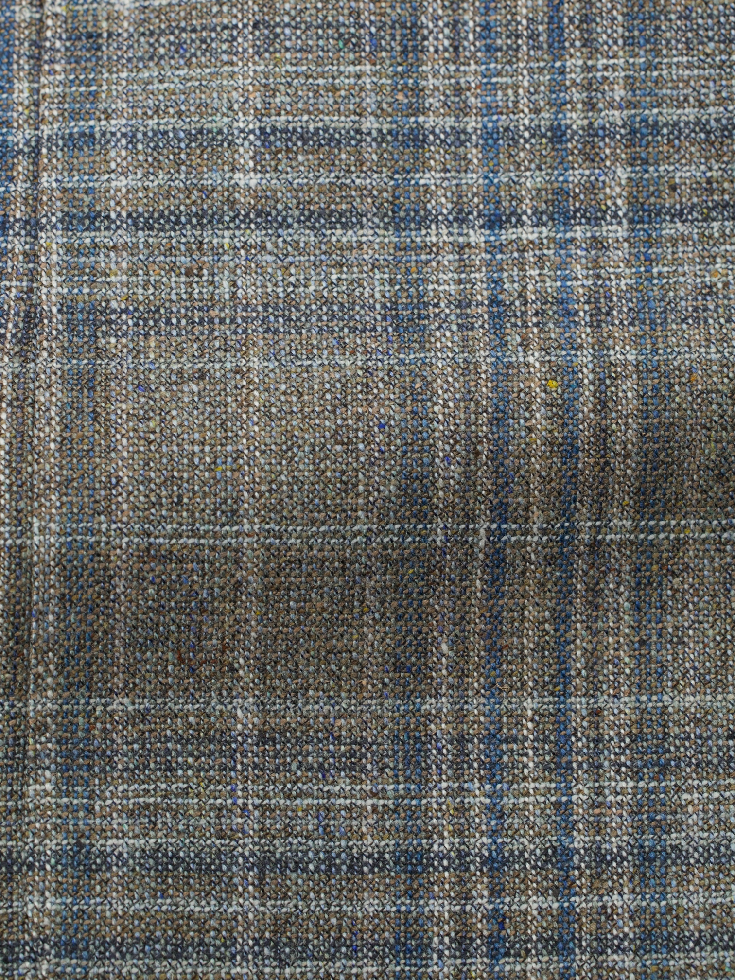 Corneliani Taupe & Denim Blue Silk & Wool Checkered "Gate" Jacket