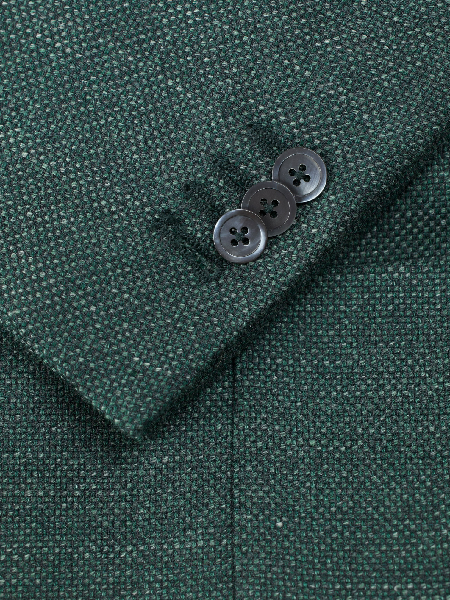 Isaia Verdigris Green Wool, Silk & Linen Basket-Weave Jacket